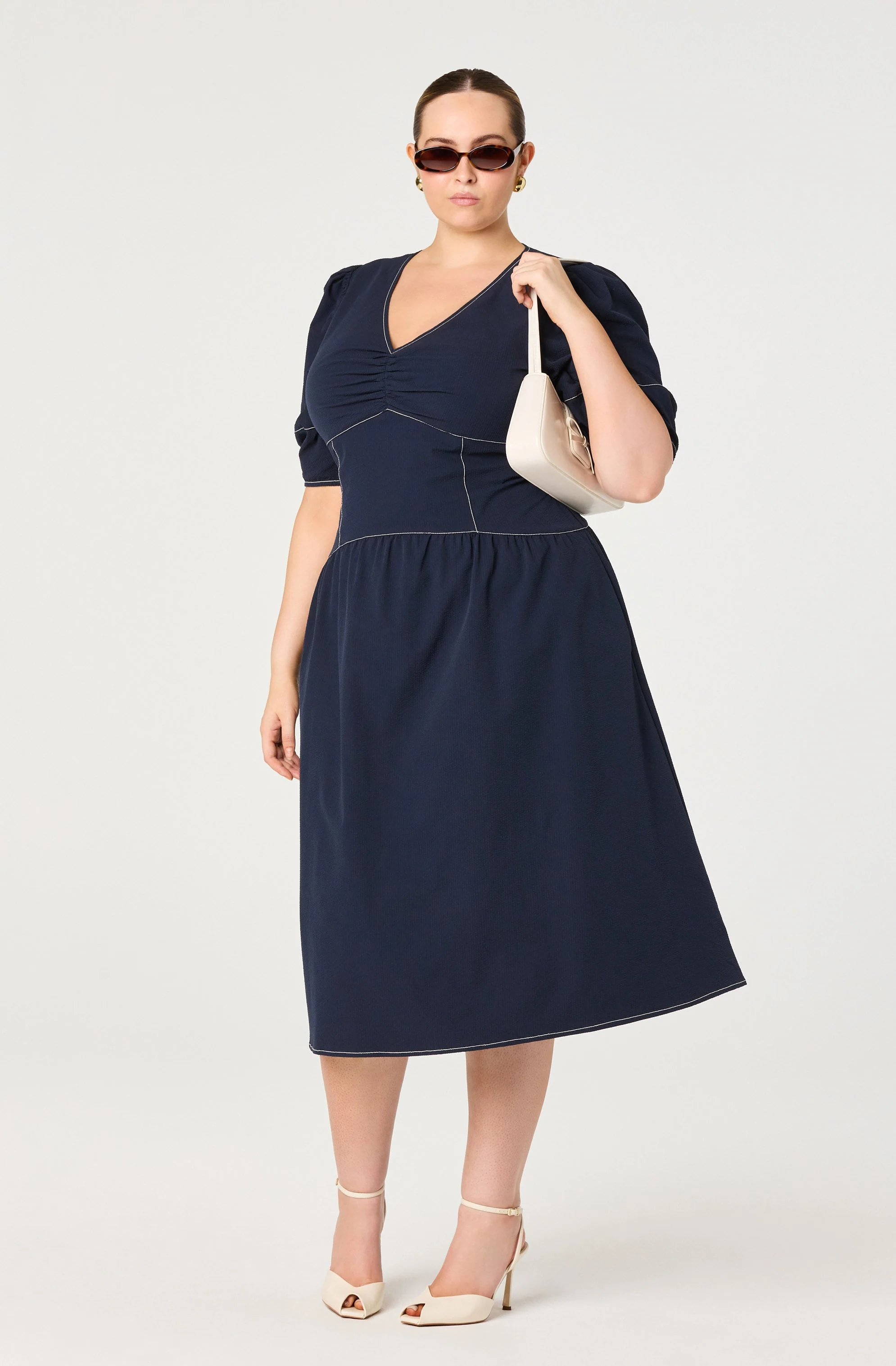 Samarra Contrast Stitch Midi Dress