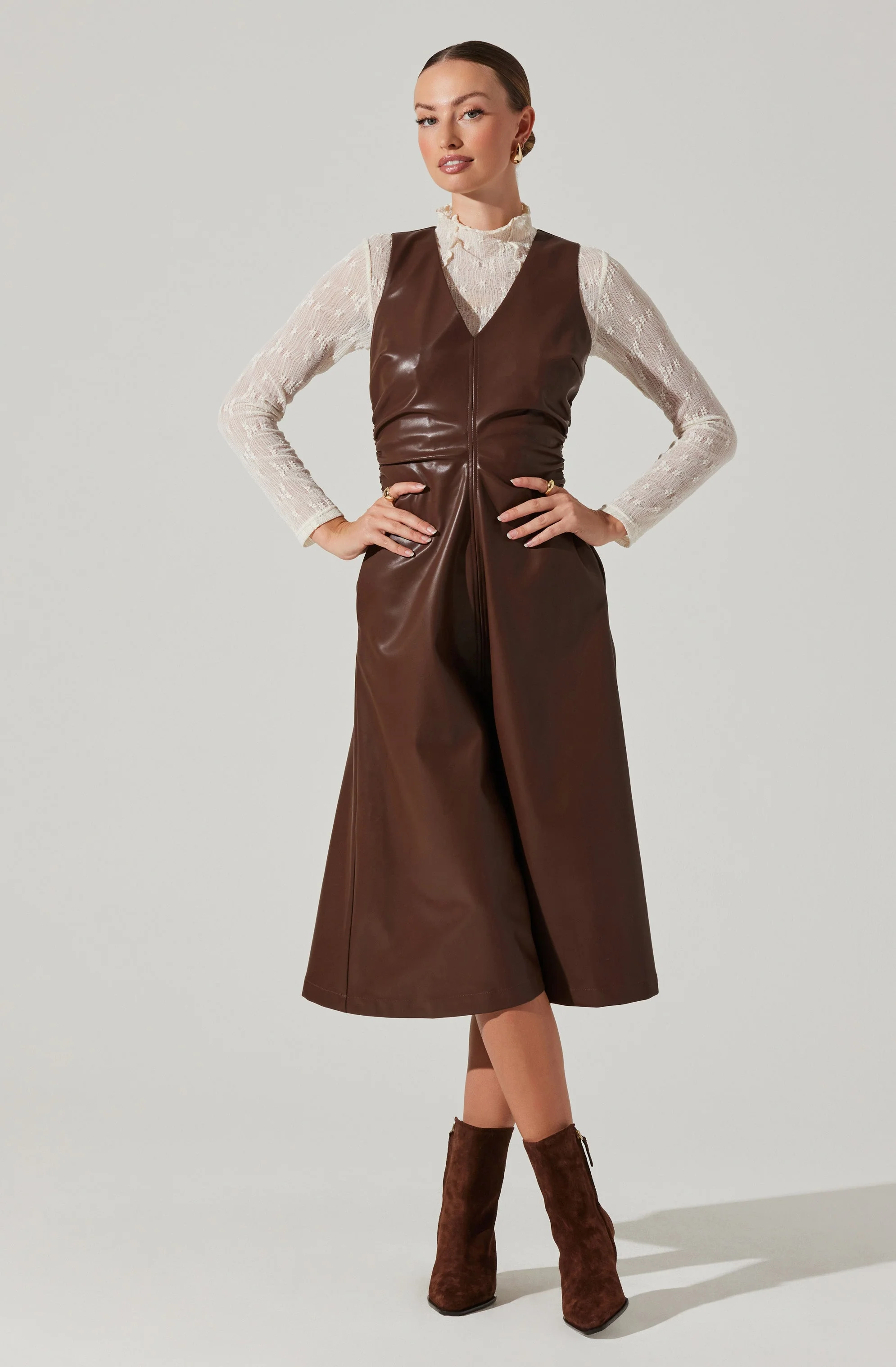 Omaira Faux Leather Midi Dress