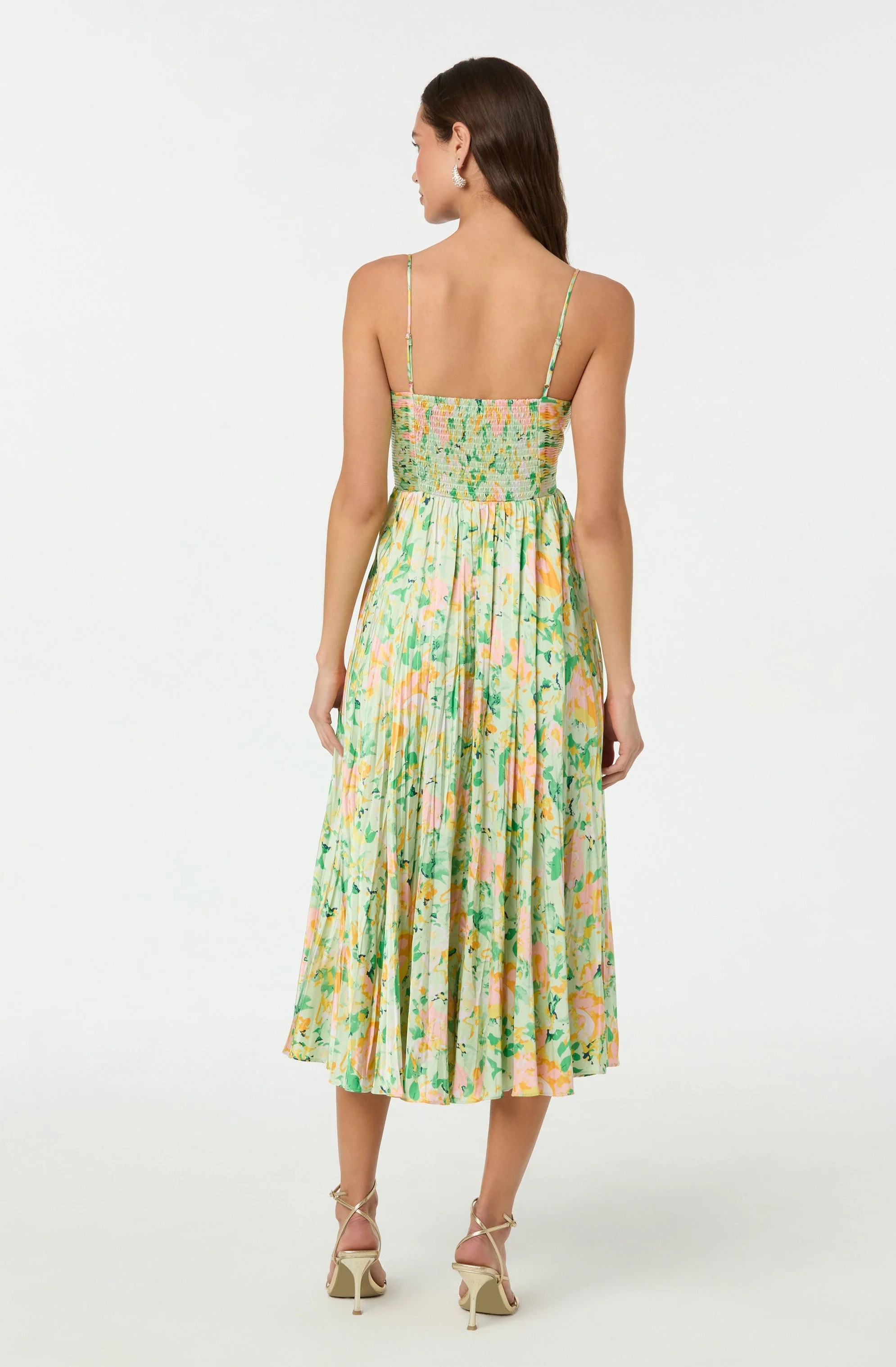 Maeve Printed Pleated Midi Dress