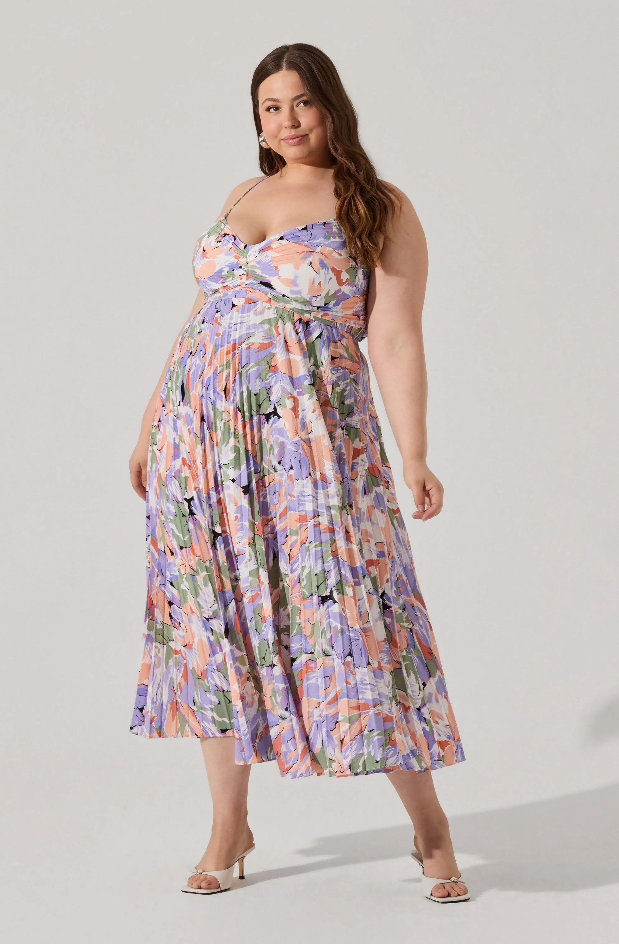 Blythe Floral Plisse Midi Dress