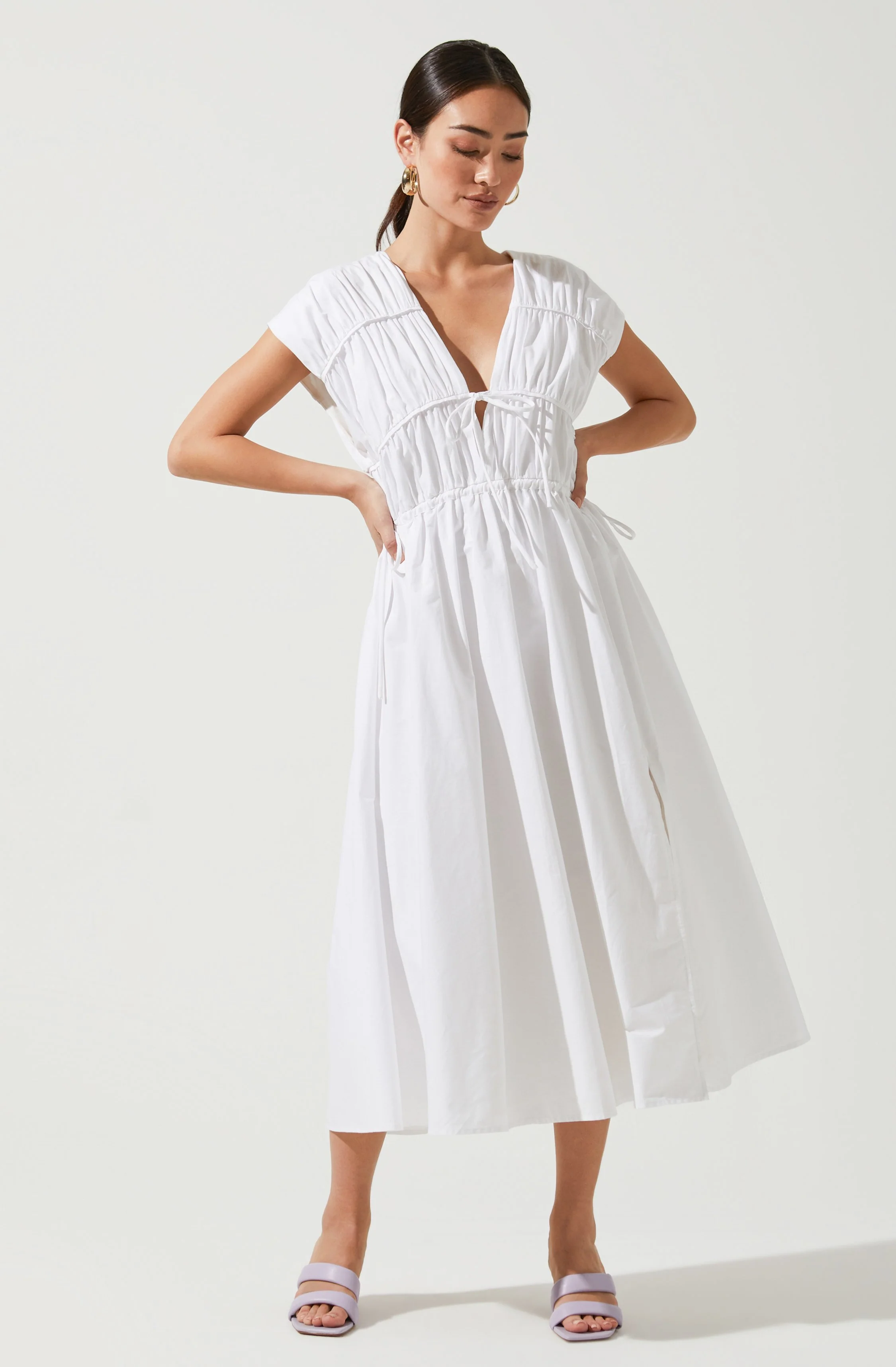 Lorrie Sleeveless Ruched Midi Dress