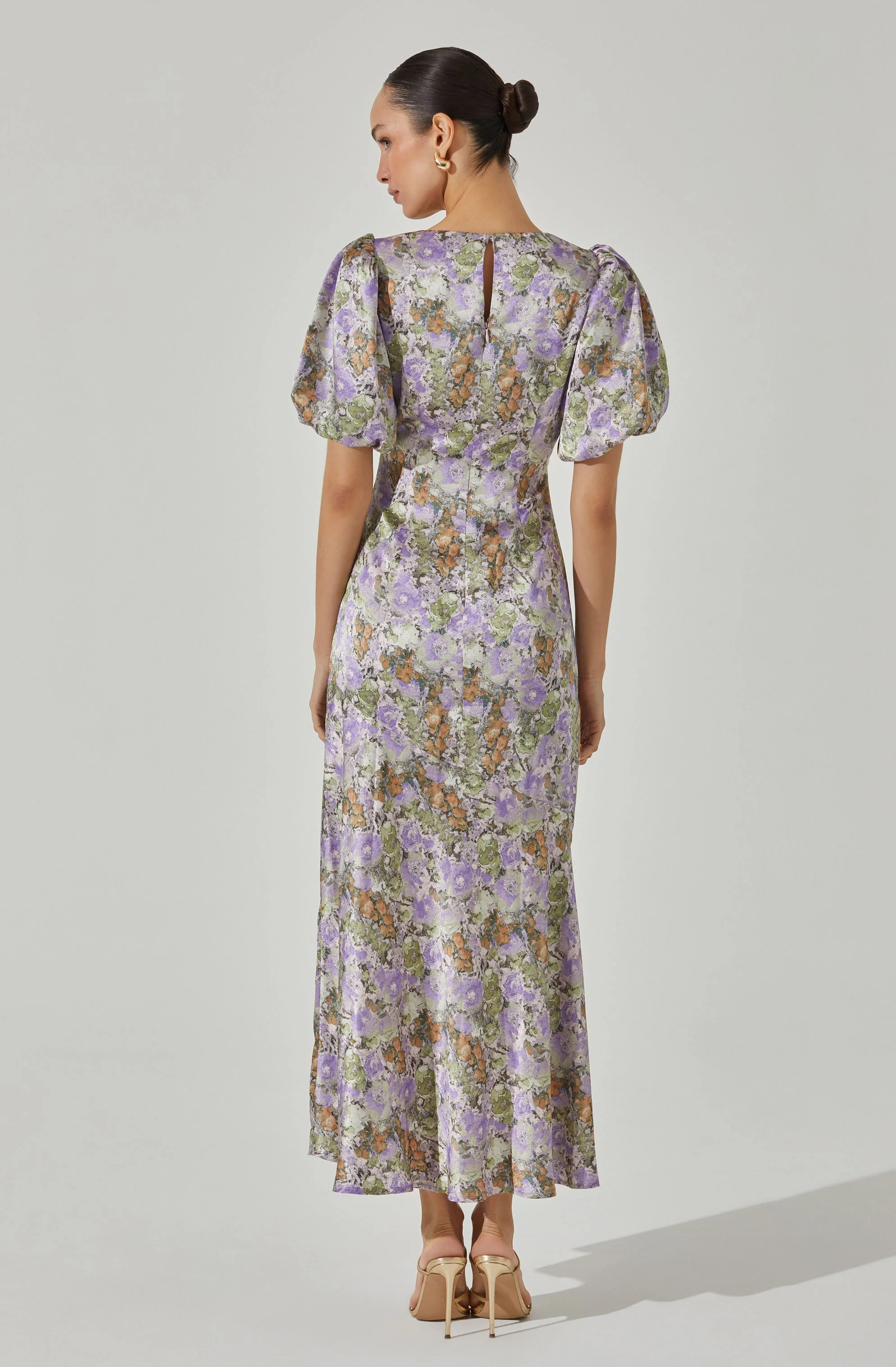 Satin Puff Sleeve Dress