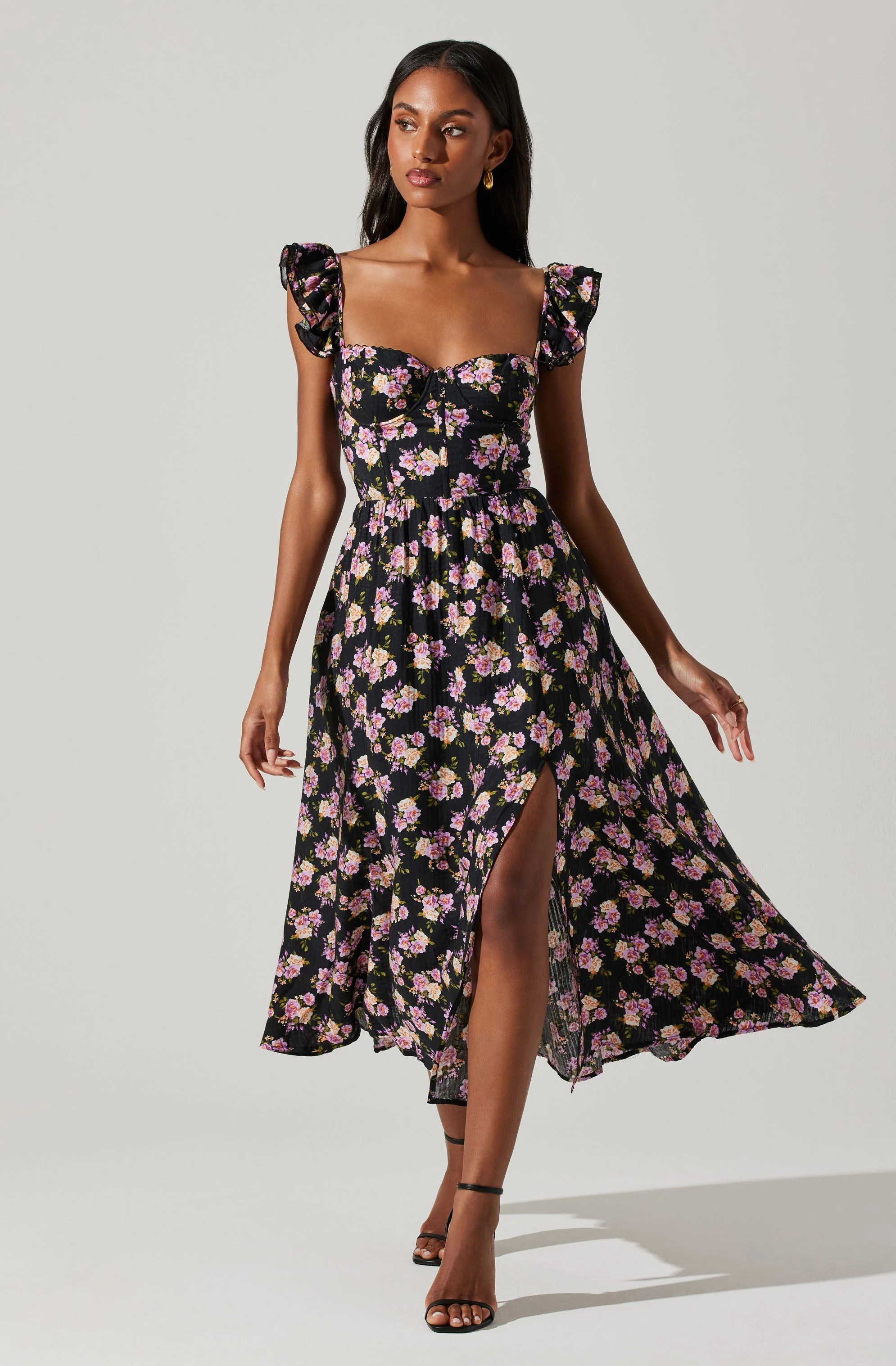 Wedelia Floral Bustier Midi Dress