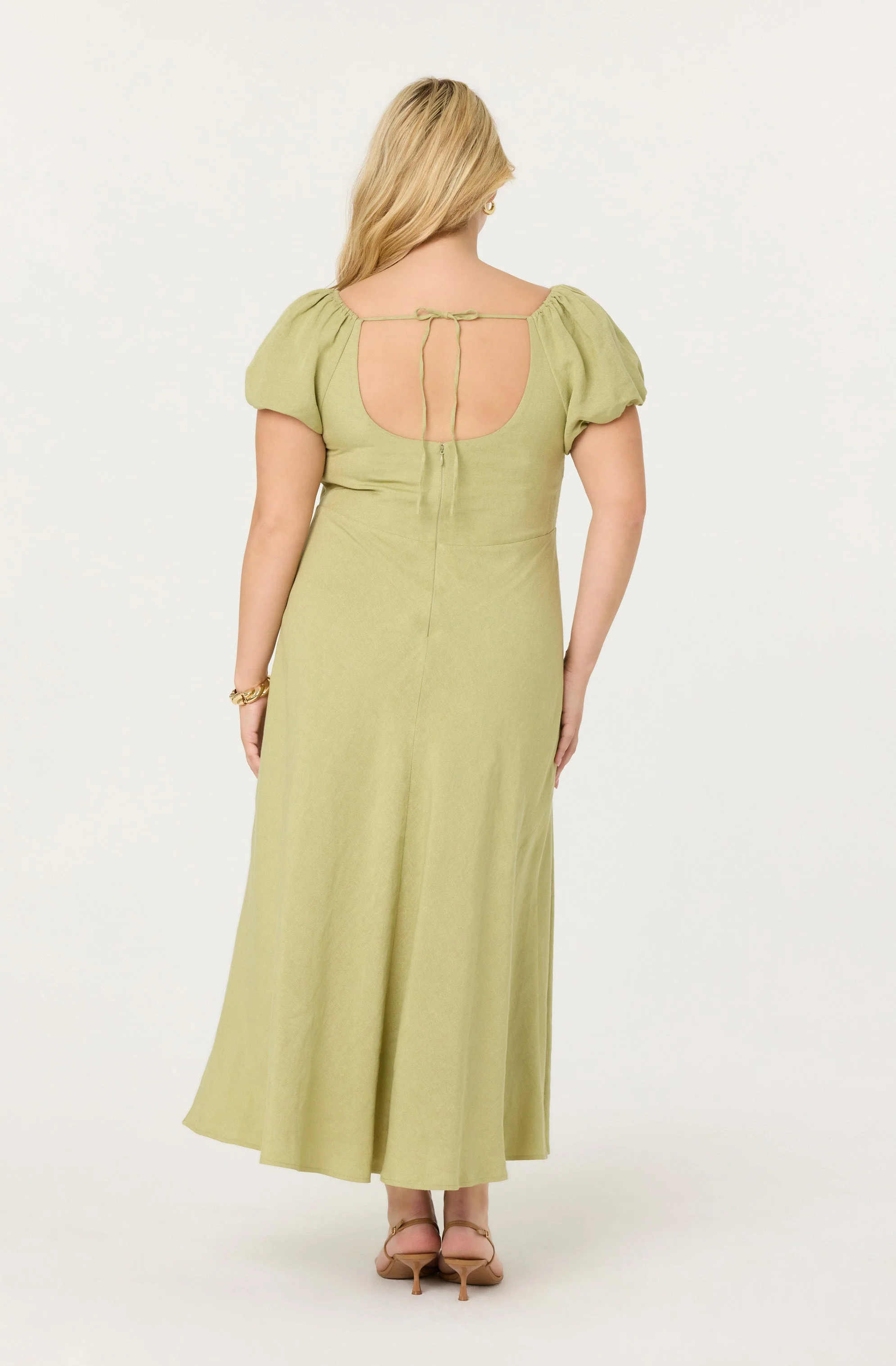 Leocadia Embroidered Puff Sleeve Dress