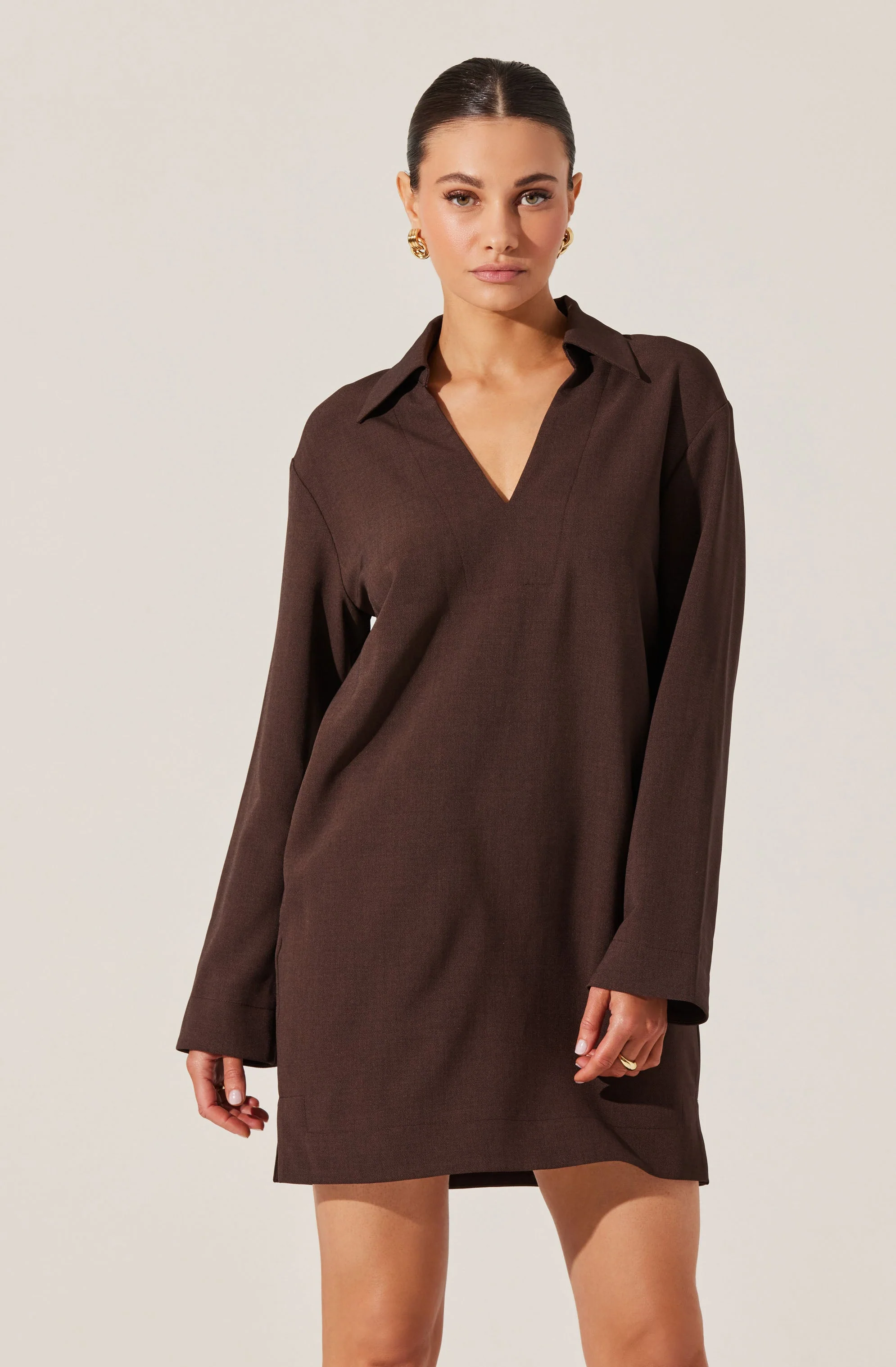 V-Neck Woven Mini Dress