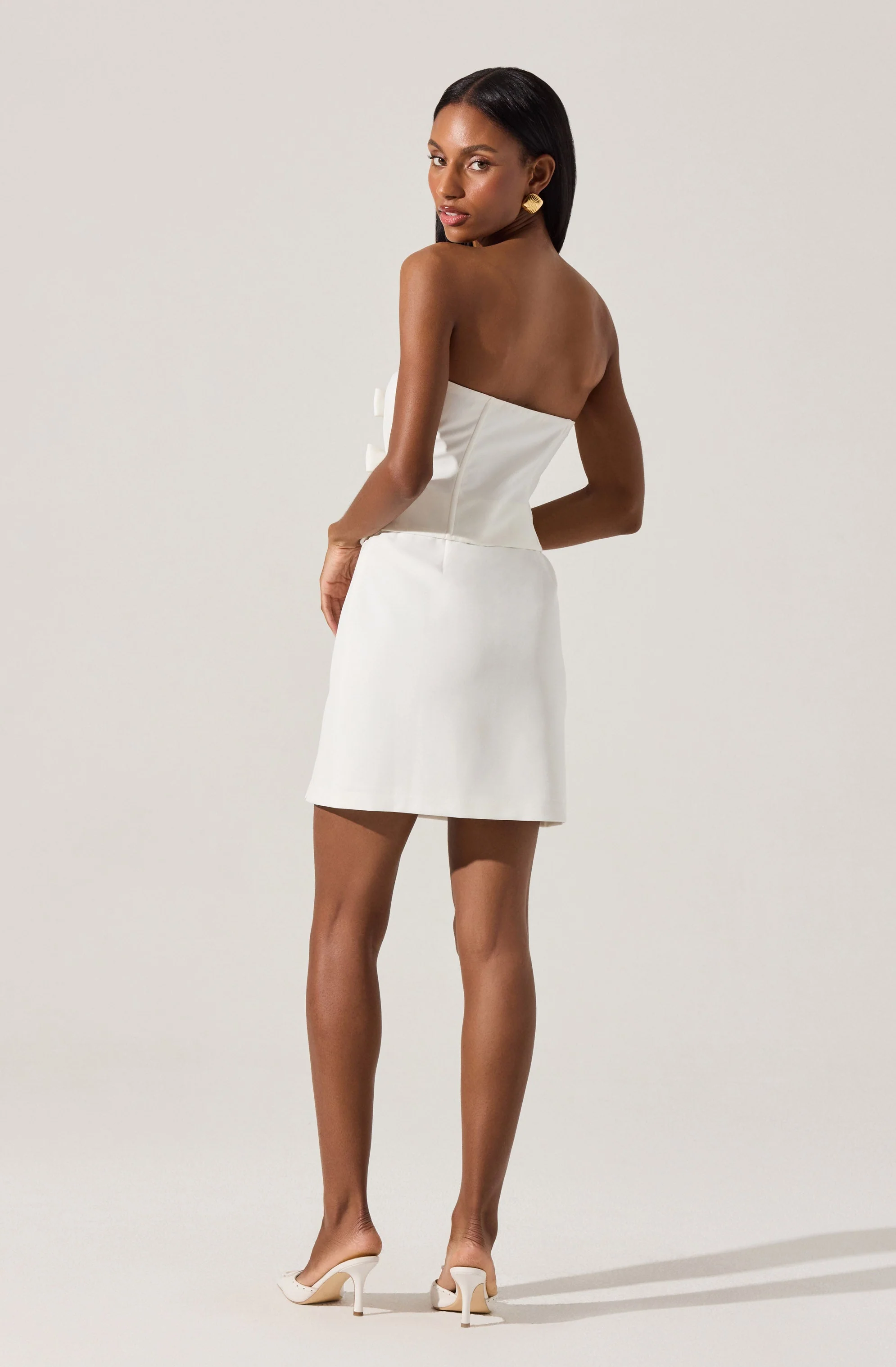 Strapless Layered Bow Mini Dress