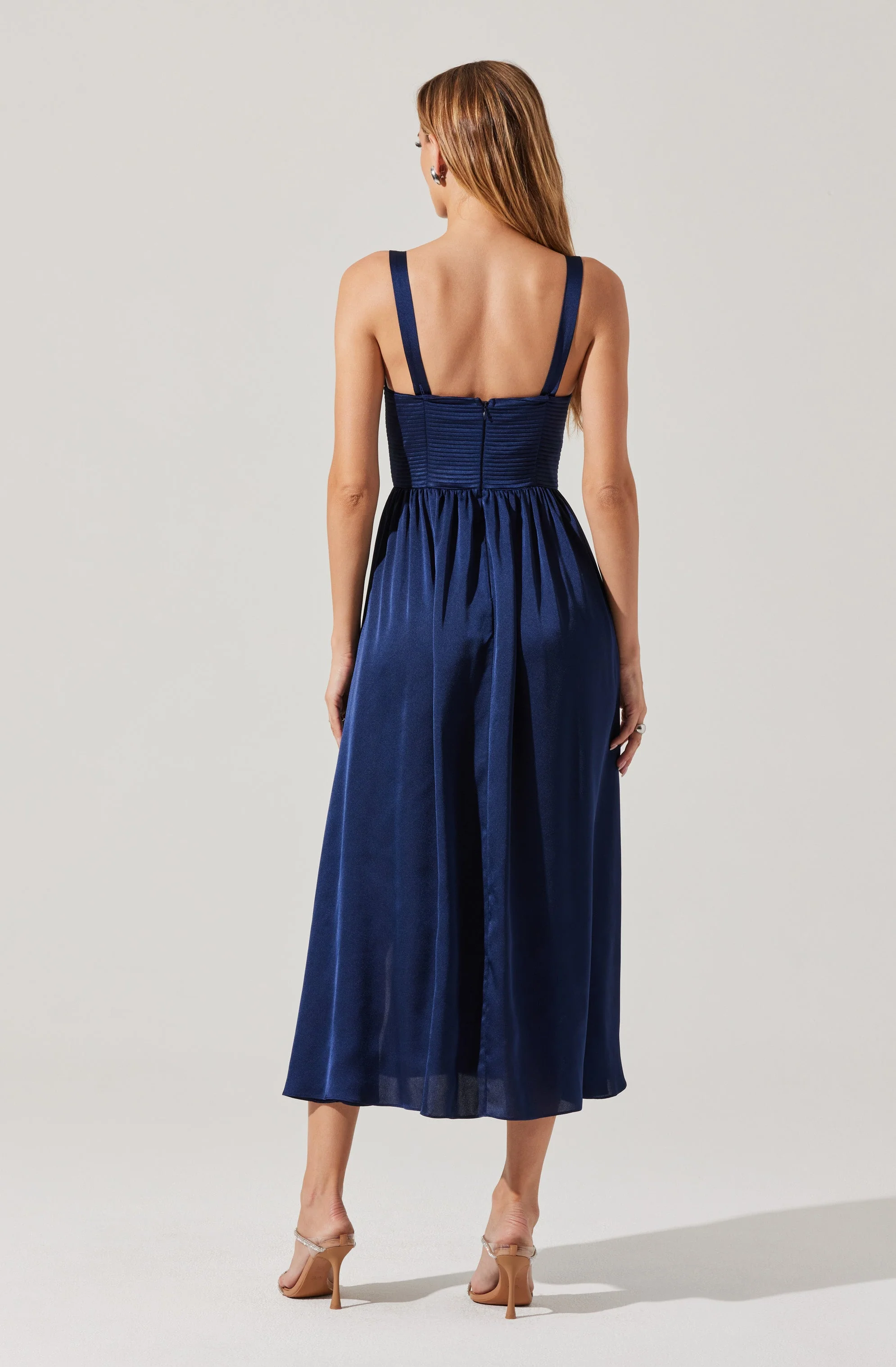 Pleated Bustier Midi Dress