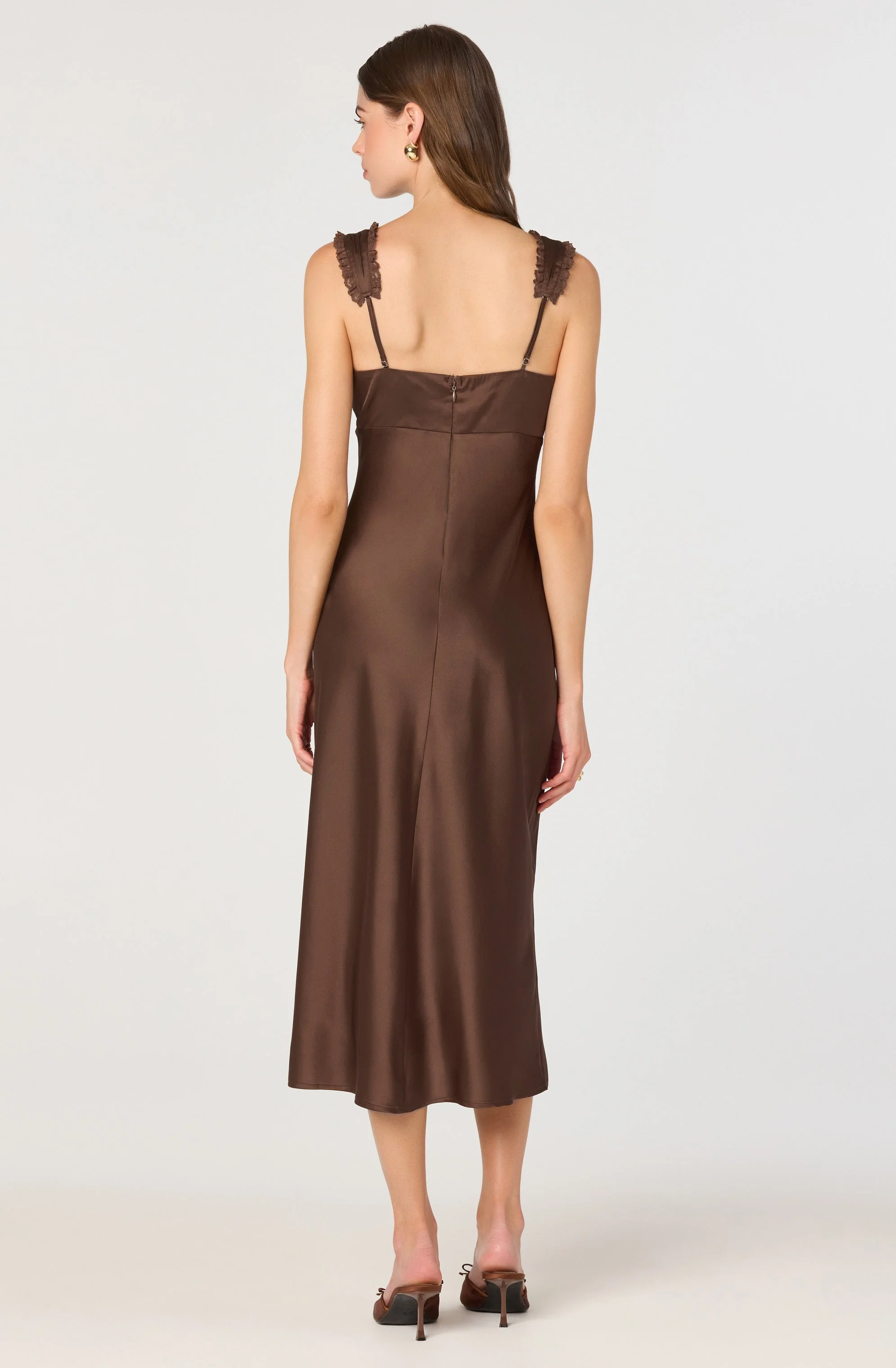 Lace Trim Satin Slip Dress