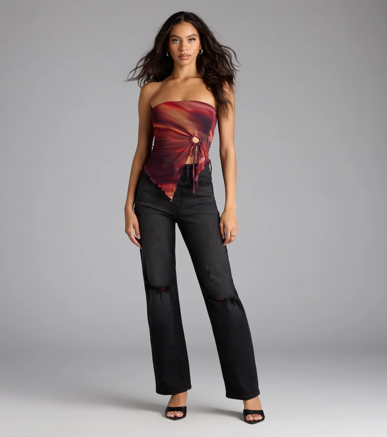 So Fly Abstract Slit Crop Top