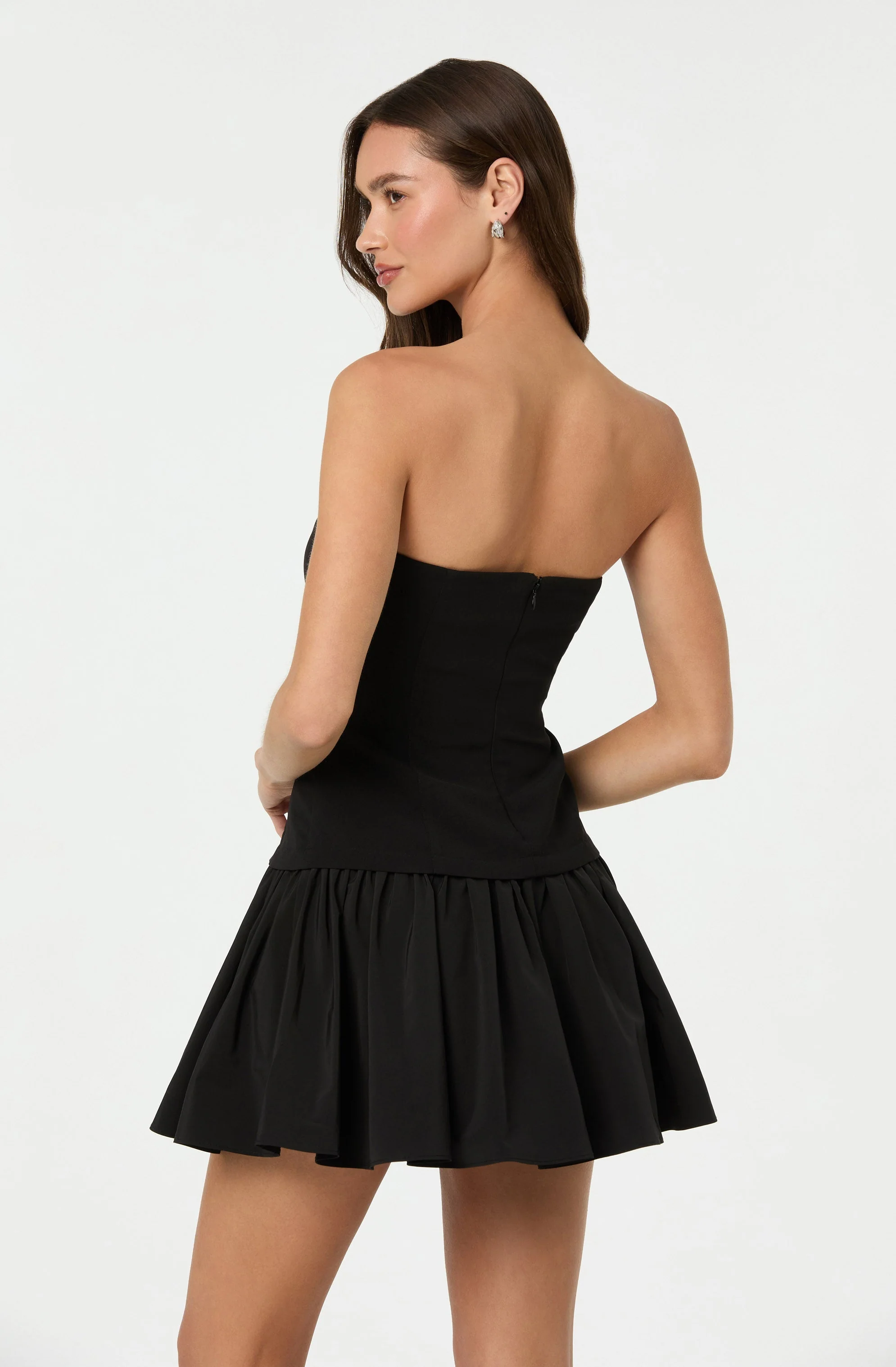 Strapless Drop Waist Mini Dress