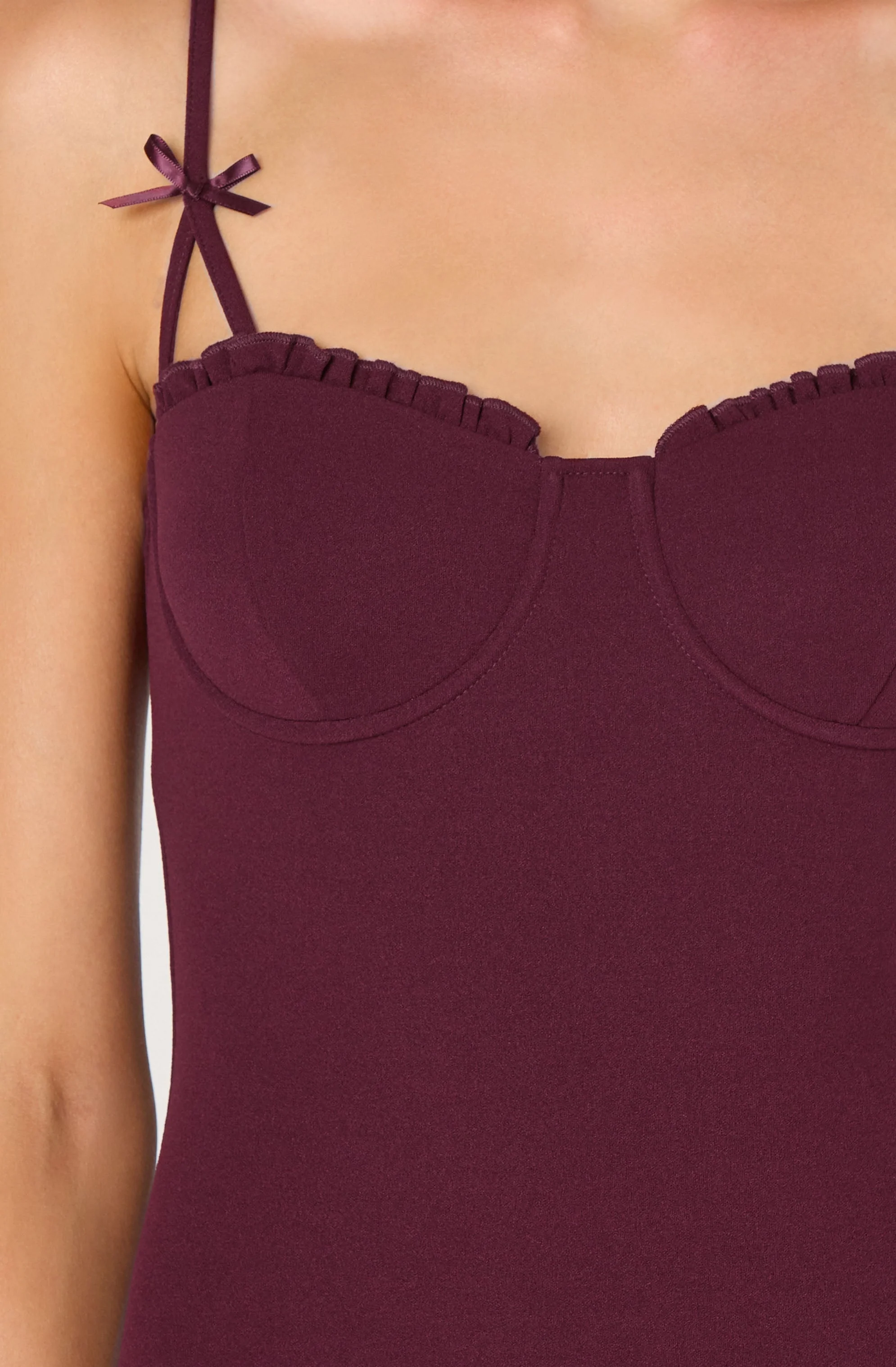 Bow Strap Bustier Midi Dress