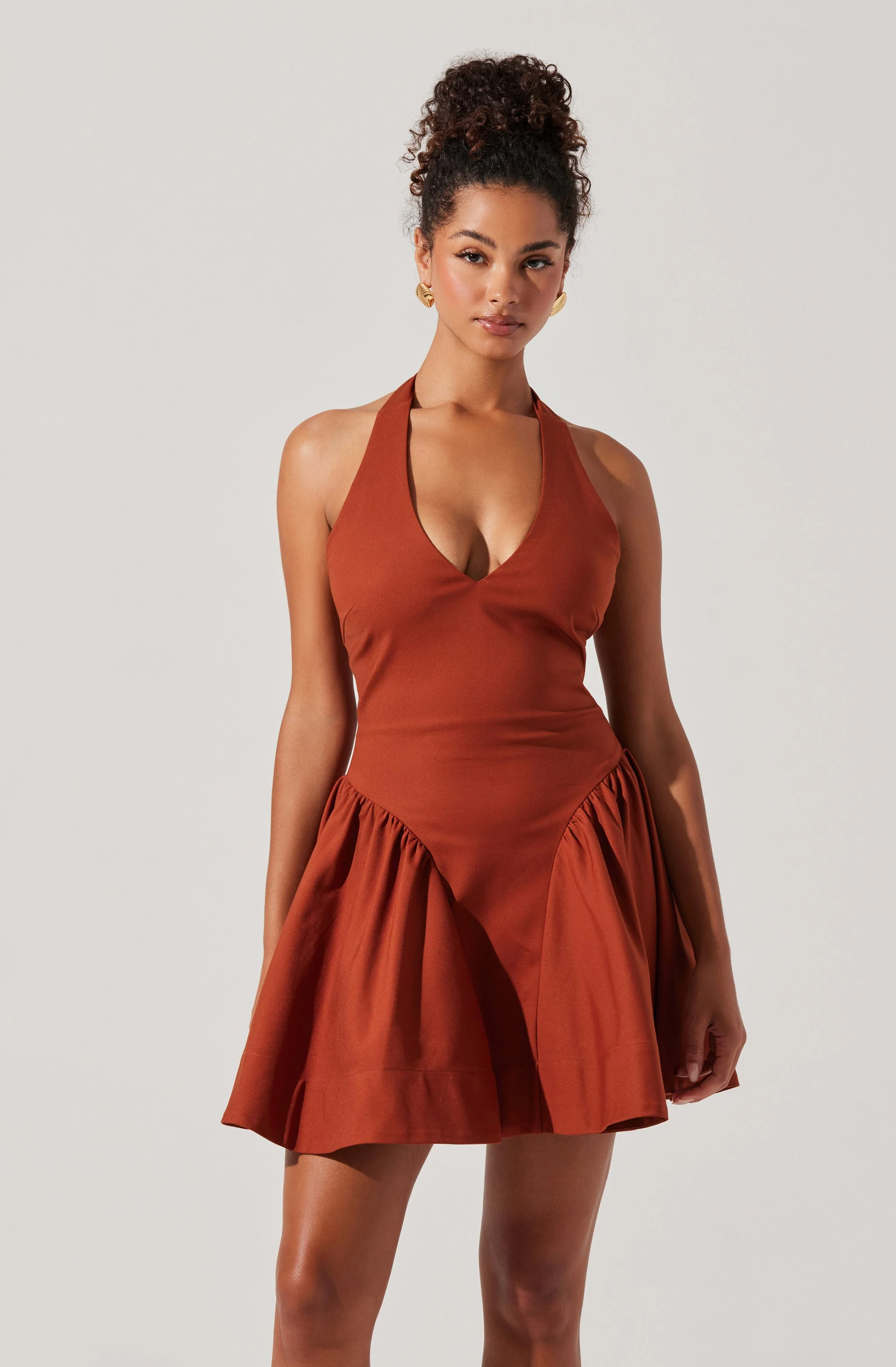 Meana V-Neck Halter Mini Dress