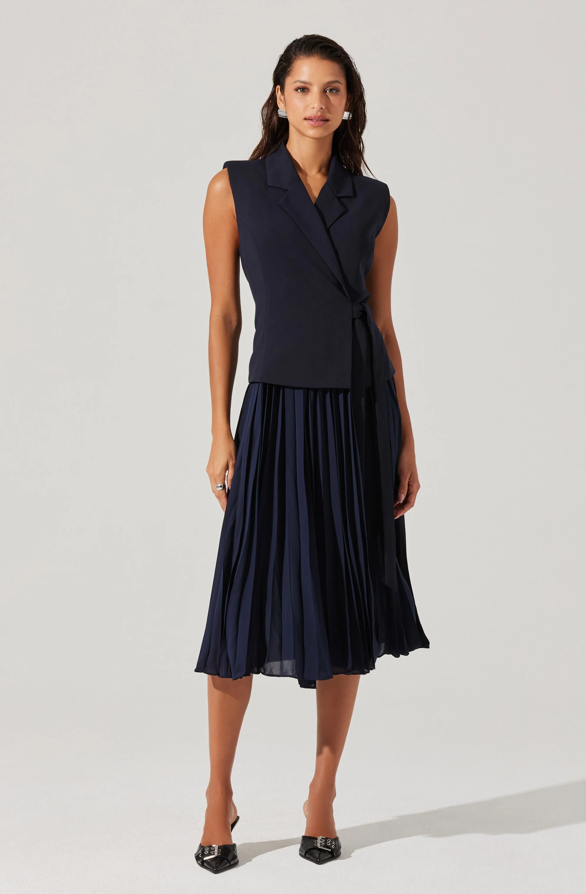 Mixed Media Vest Wrap Dress