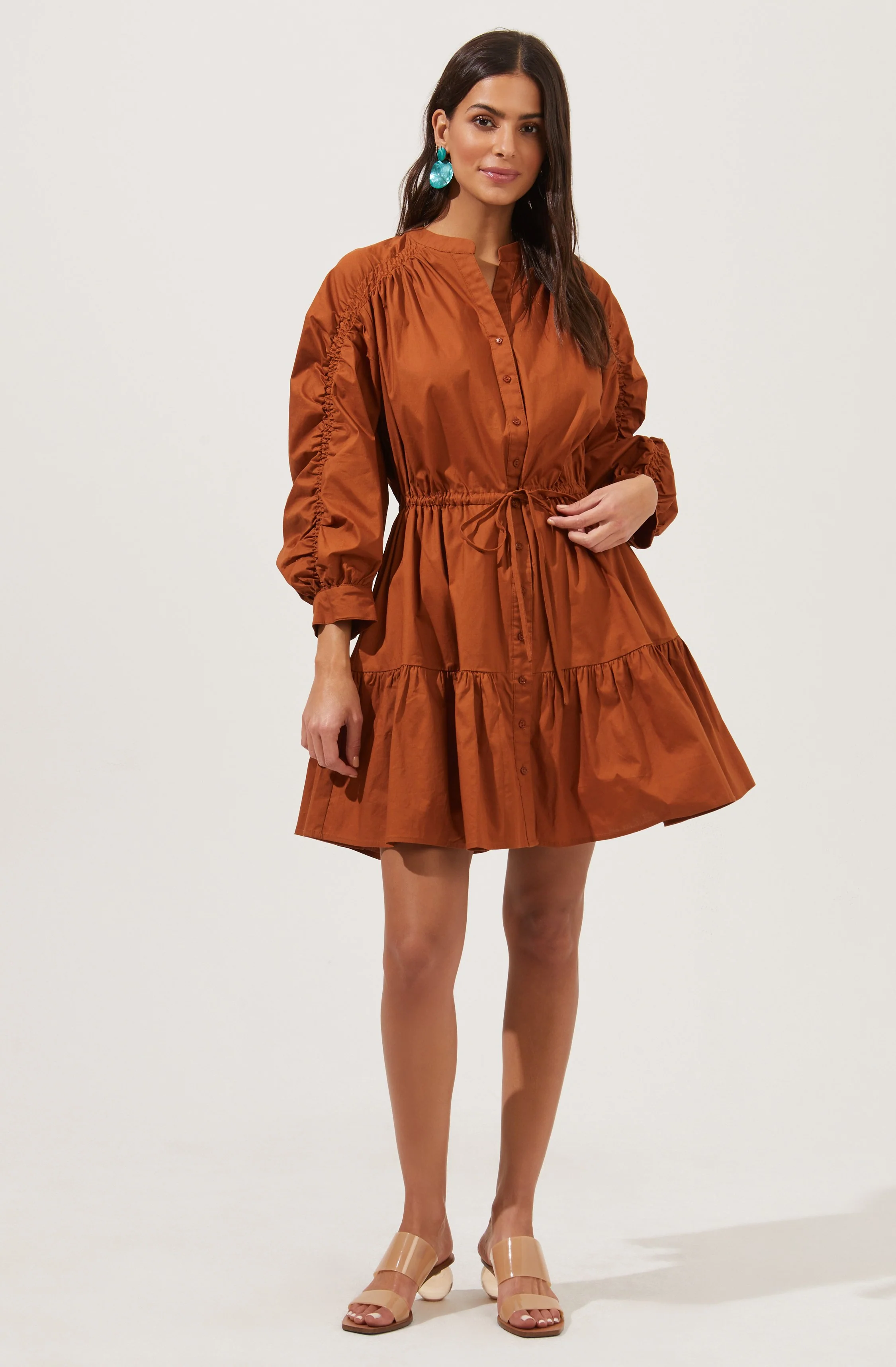 Ruched Long Sleeve Dress