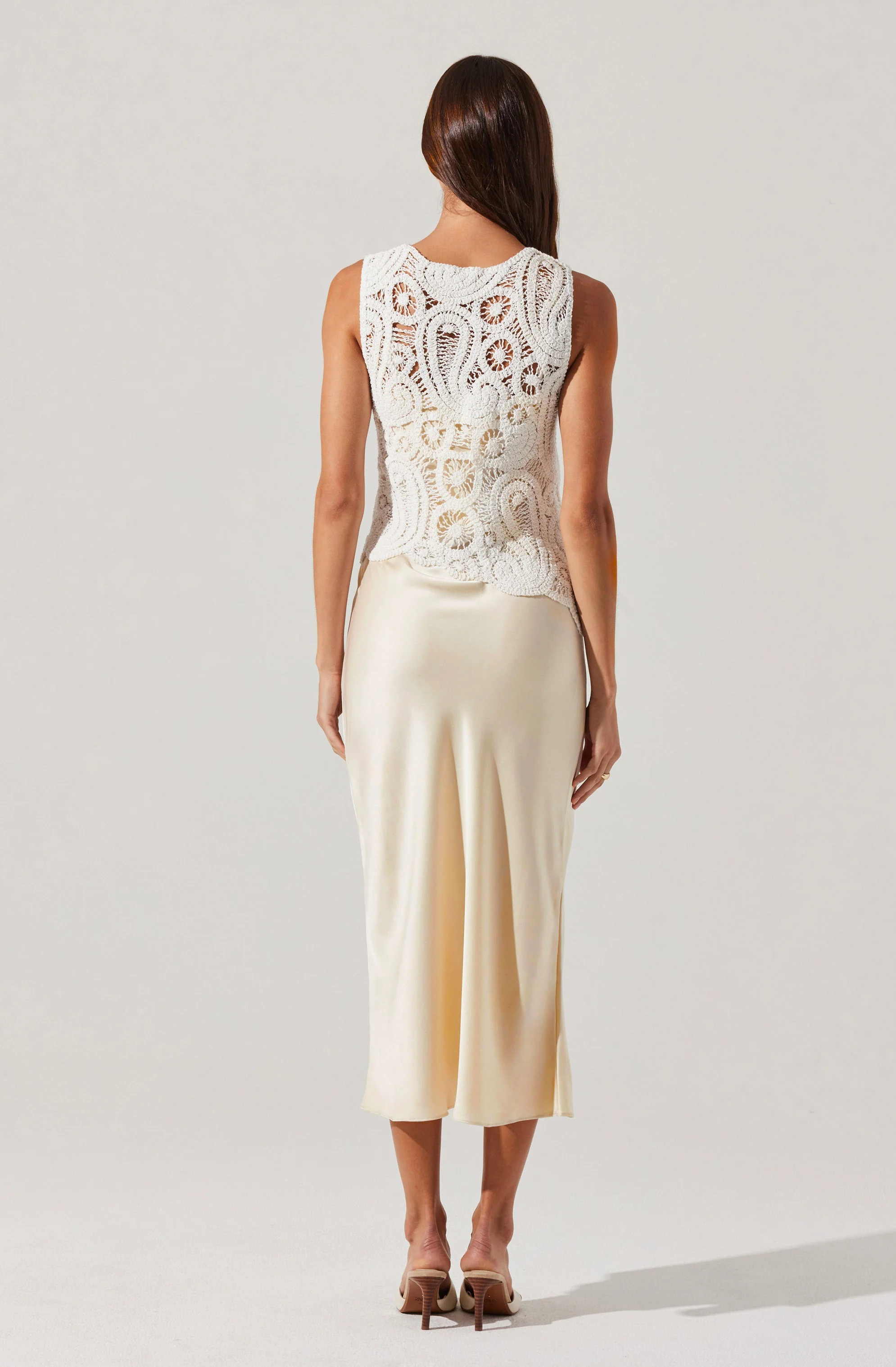 Martina Crochet-Layered Satin Dress