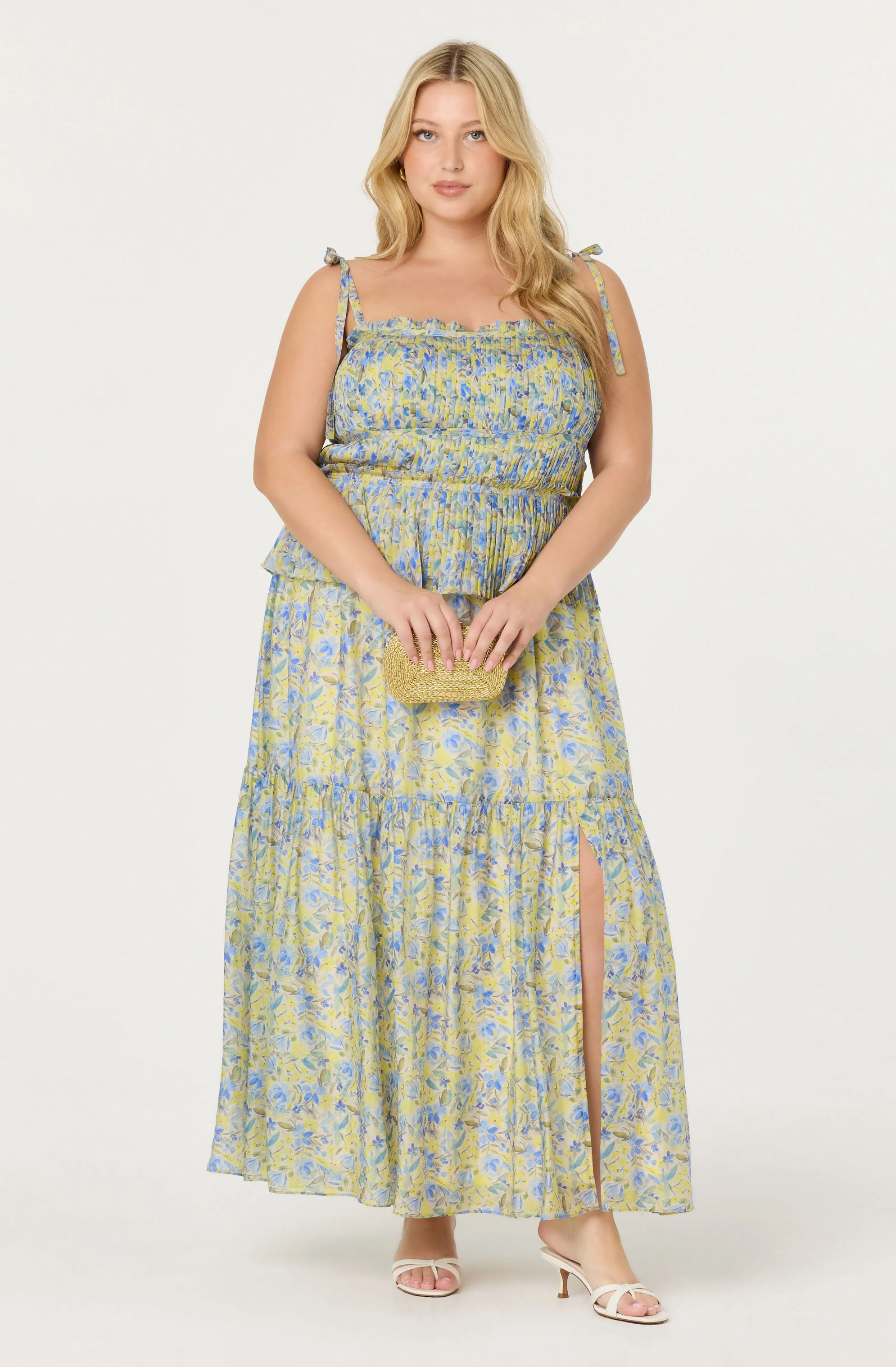 Ethelind Floral Pleated Maxi Dress