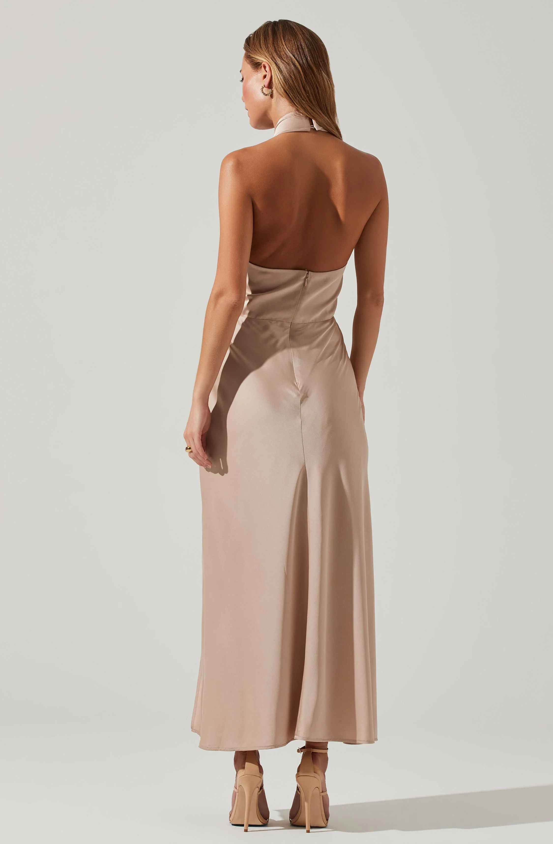 Marissa Satin Halter Neck Midi Dress