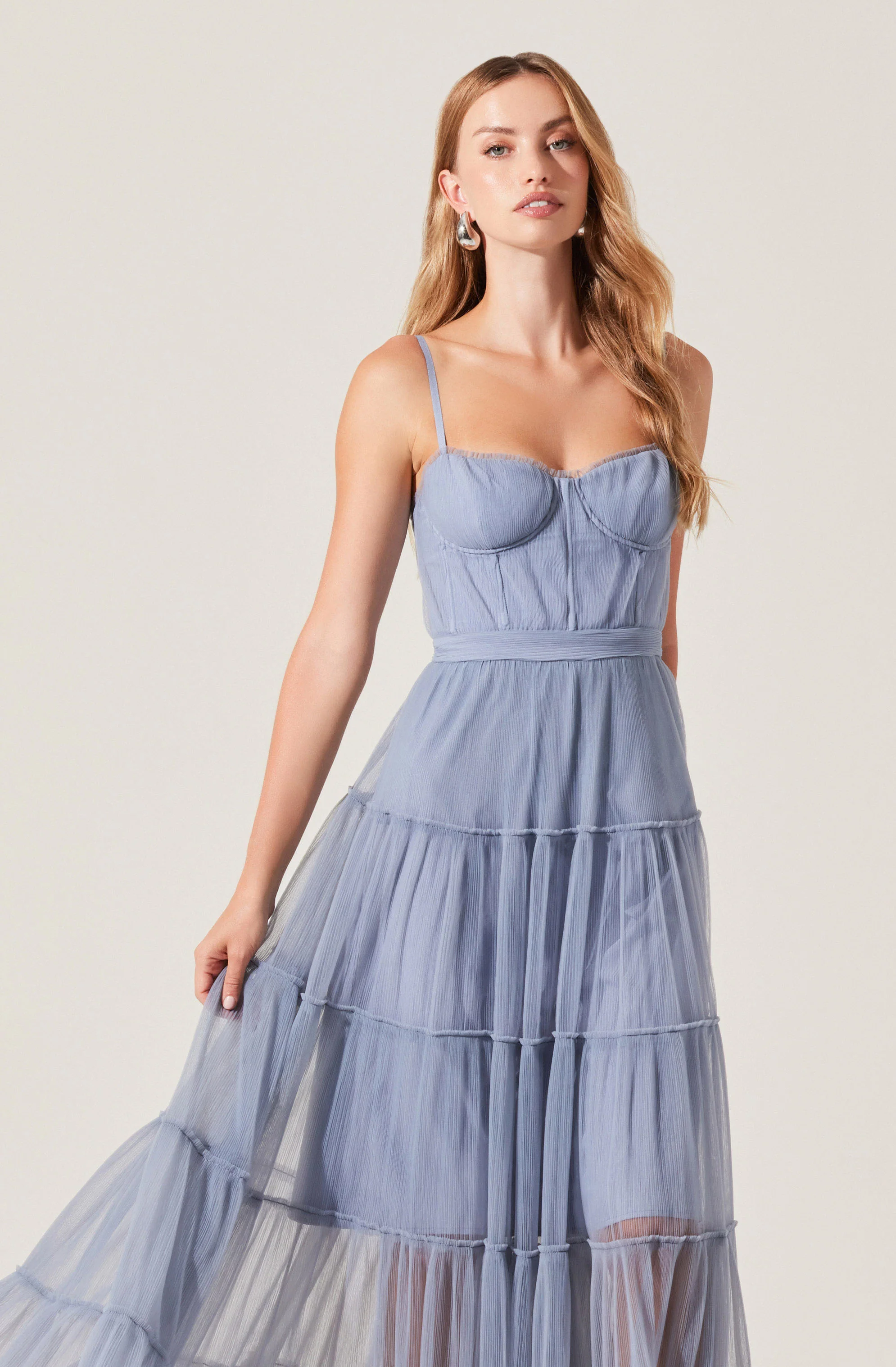 Mireya Bustier Tulle Maxi Dress