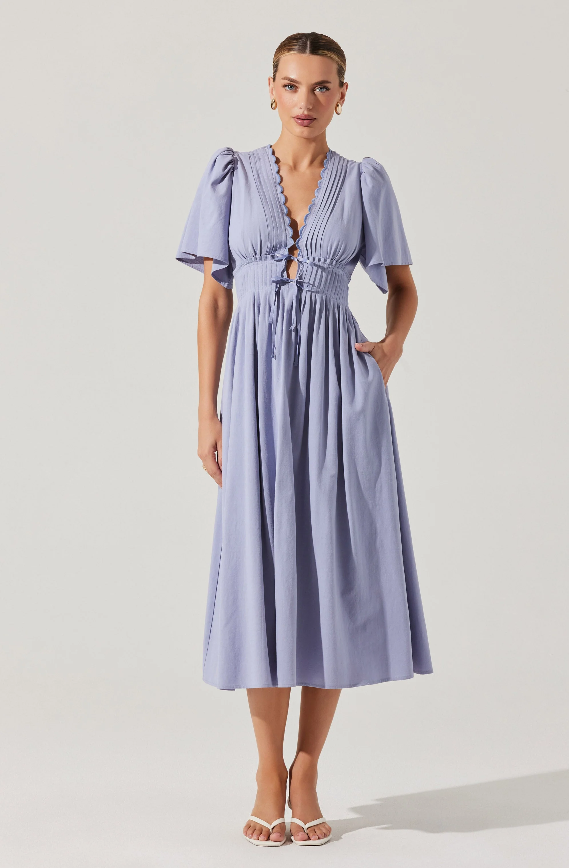 Hadleigh Scallop Trim Midi Dress