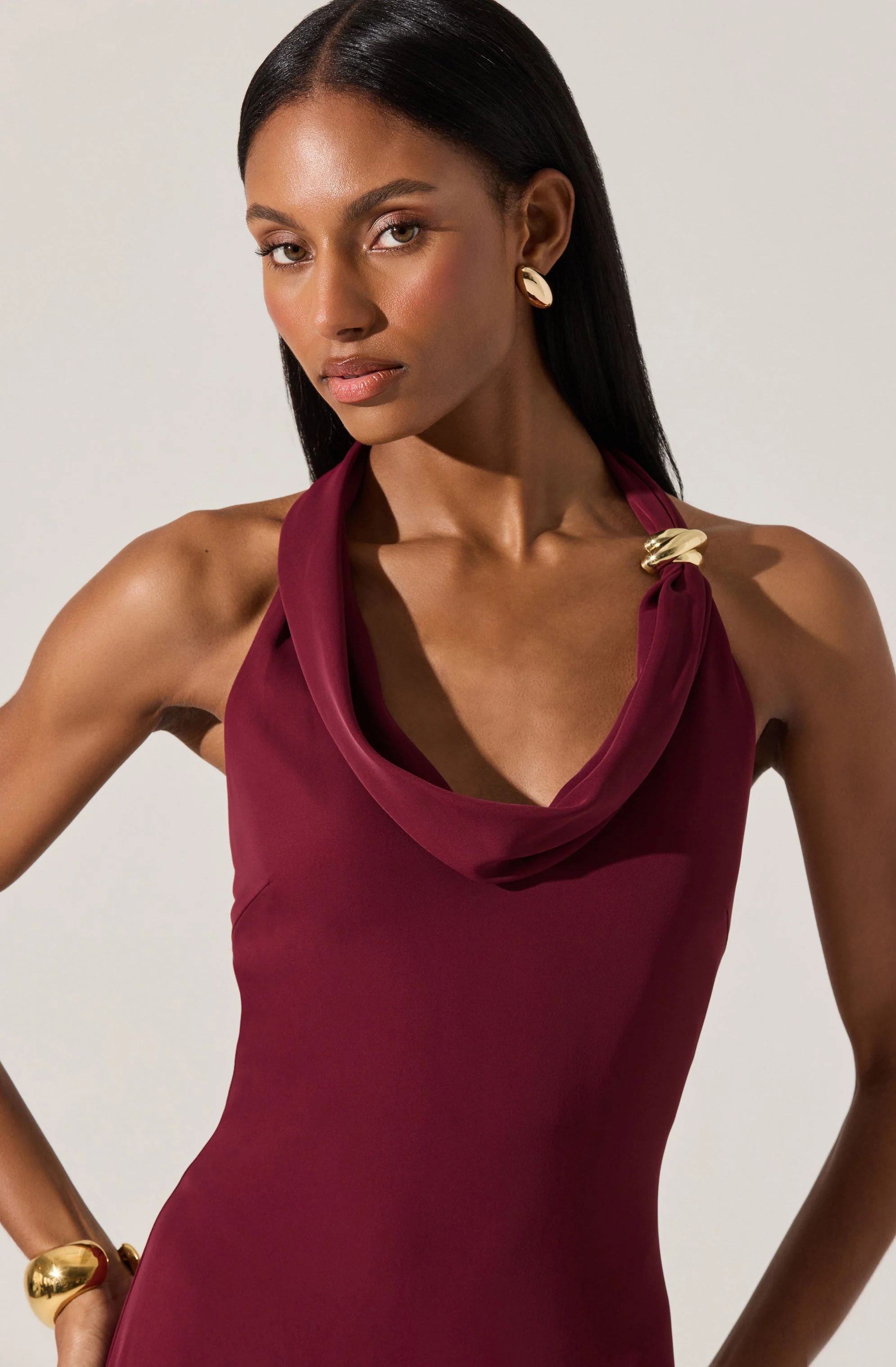 Alanna Halter Cowl Neck Dress
