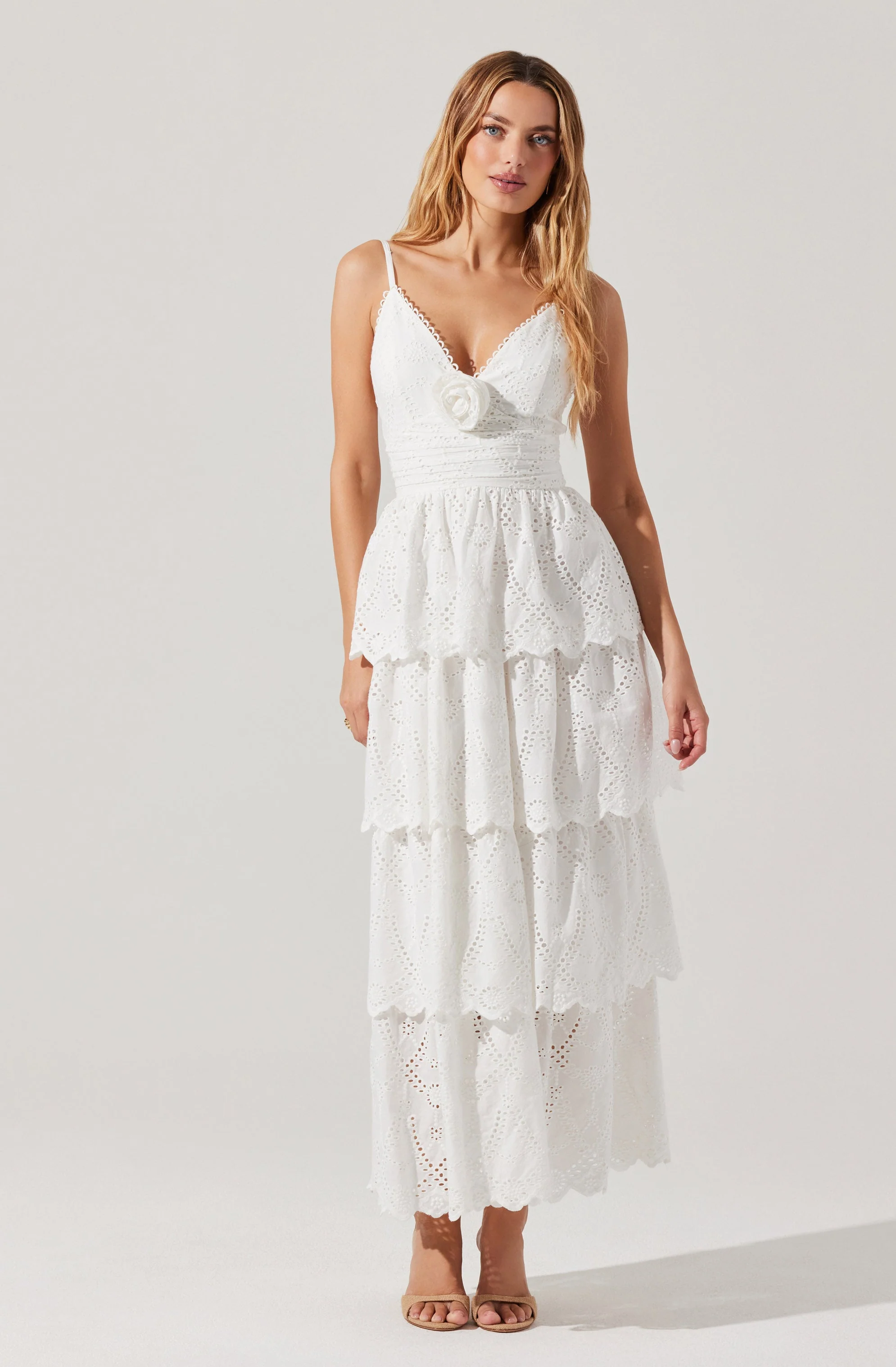 Faeryn Eyelet Tiered Maxi Dress
