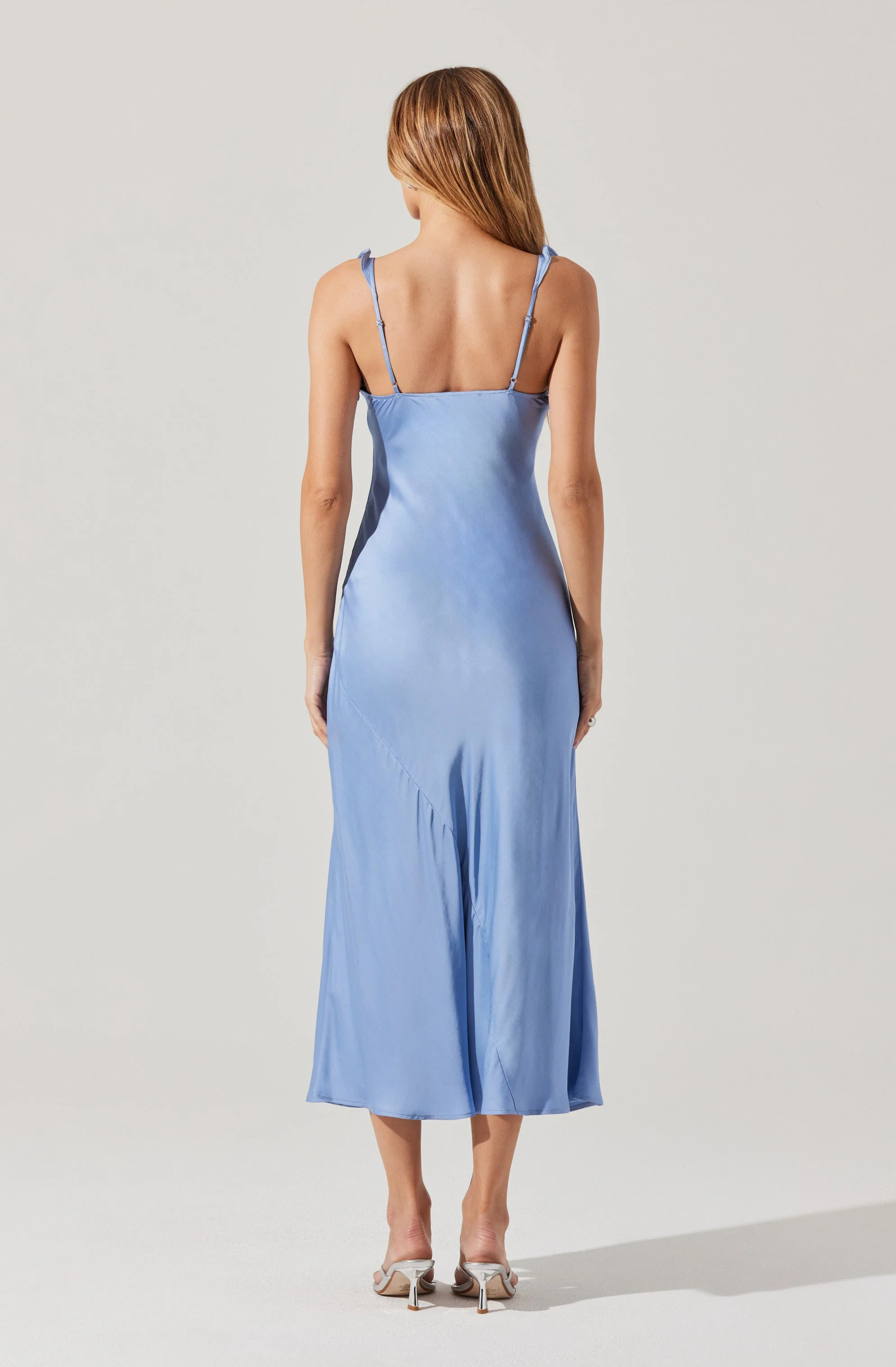 Zoie Satin Ruffle Midi Dress