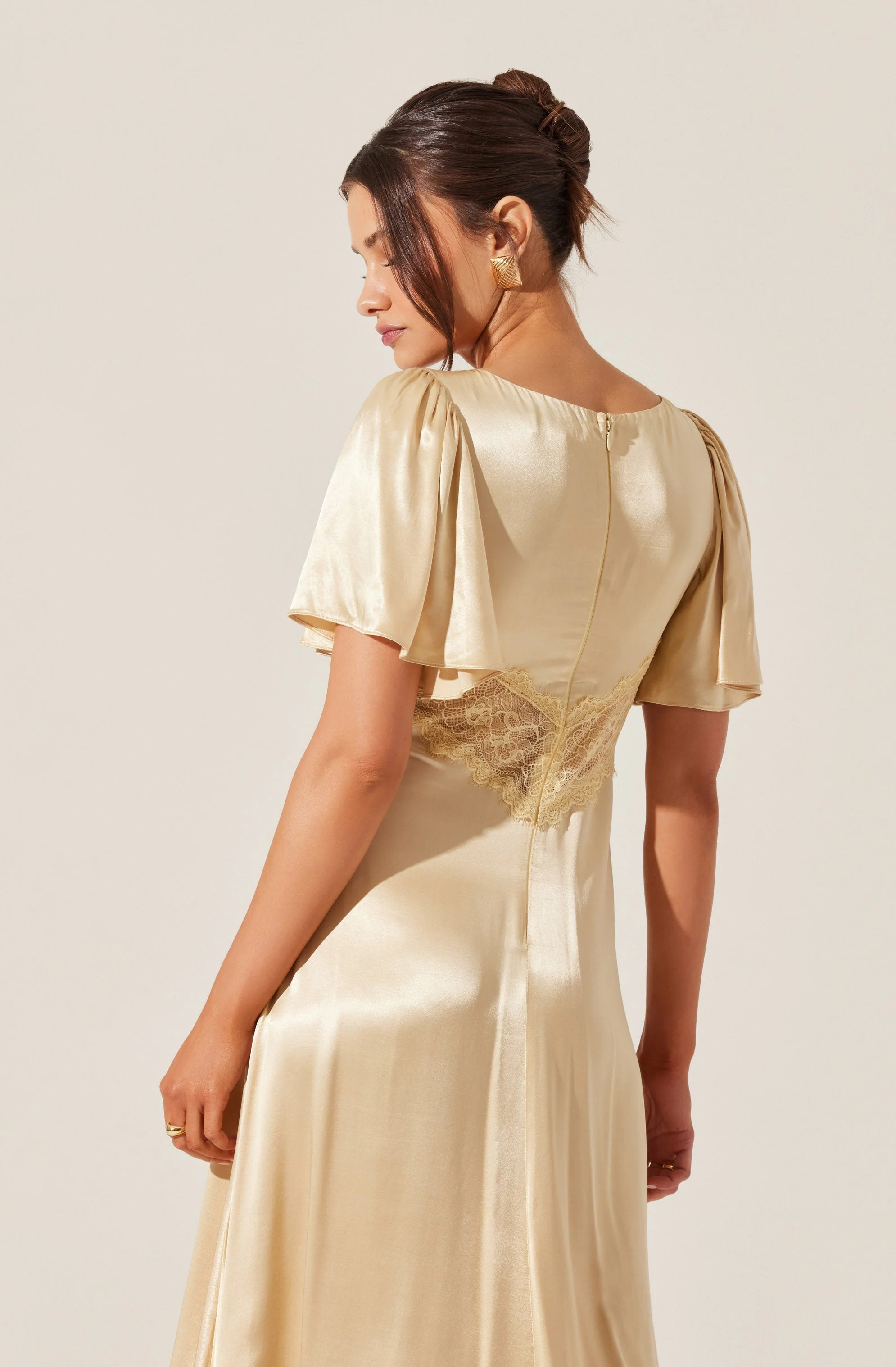 Aurelia Satin V-Neck Midi Dress