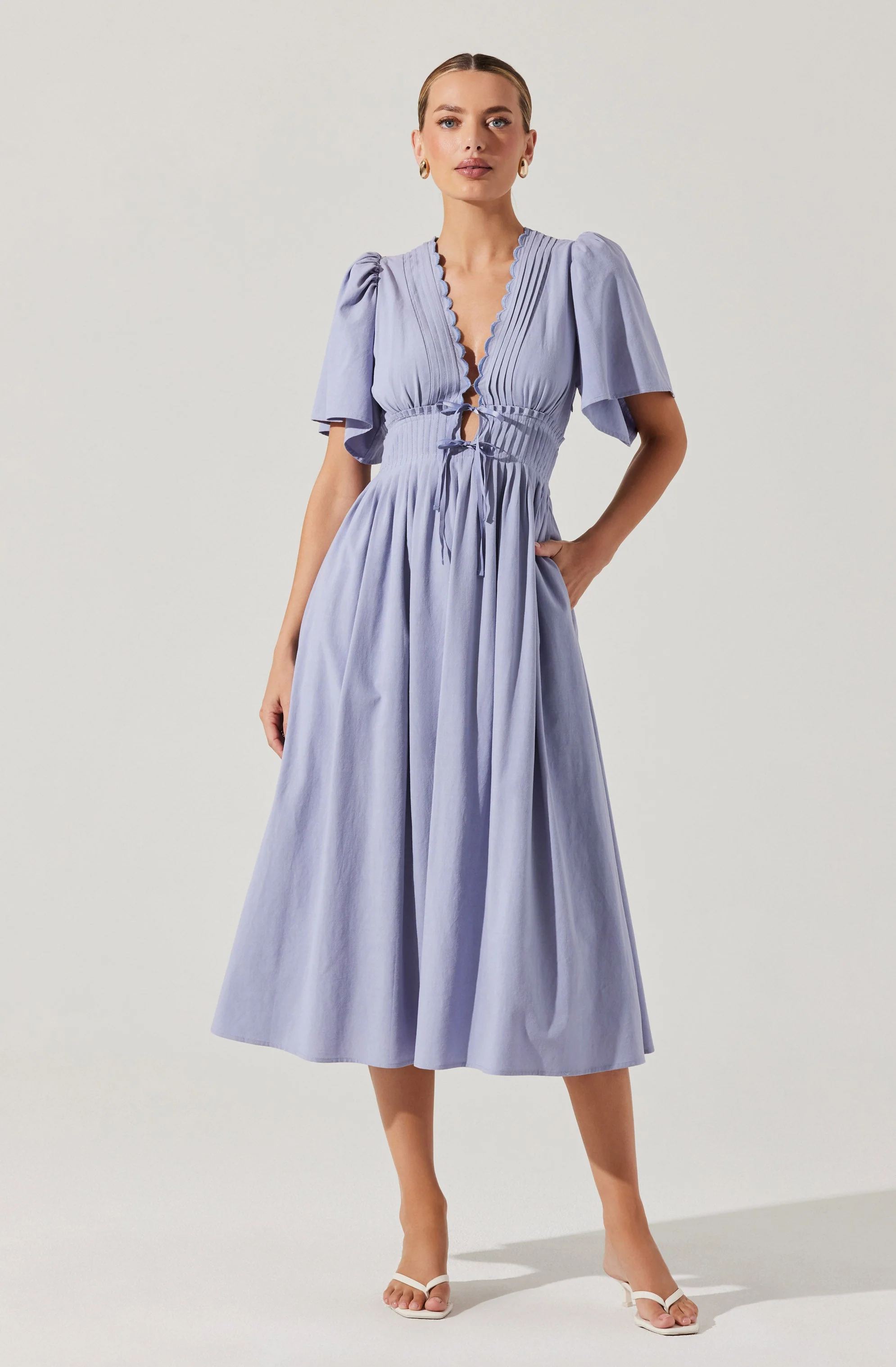Hadleigh Scallop Trim Midi Dress