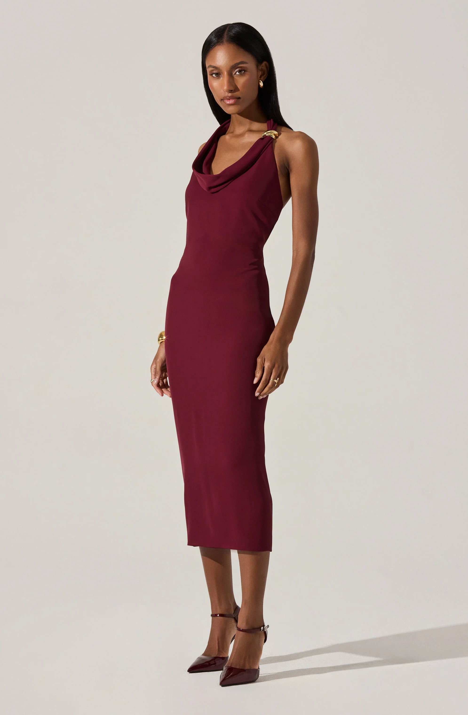 Alanna Halter Cowl Neck Dress