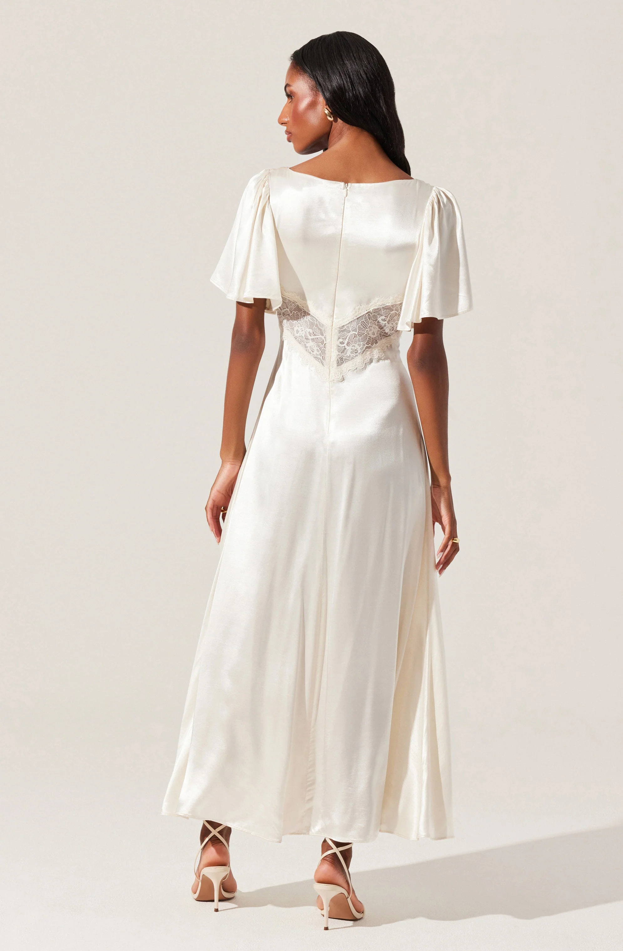 Aurelia Satin V-Neck Midi Dress