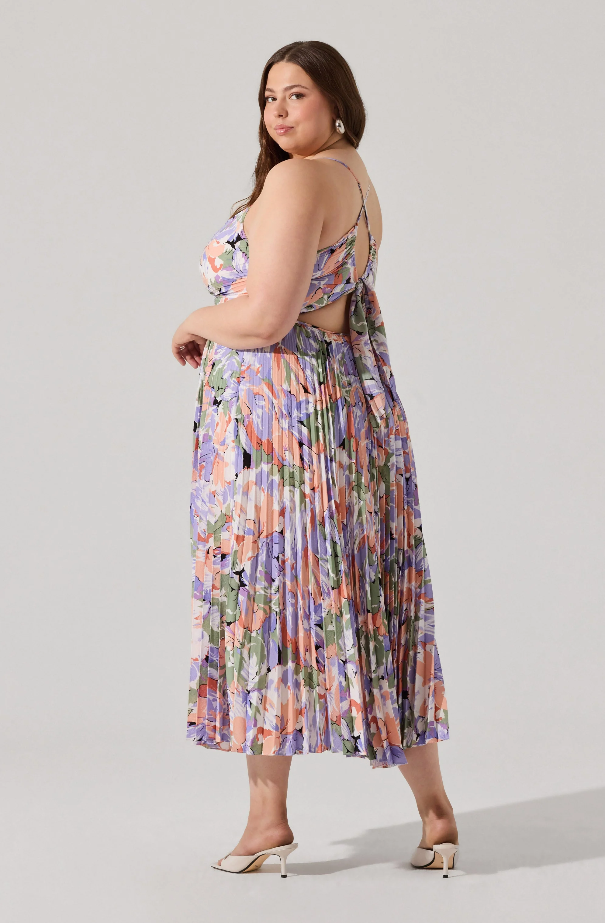 Blythe Floral Plisse Midi Dress