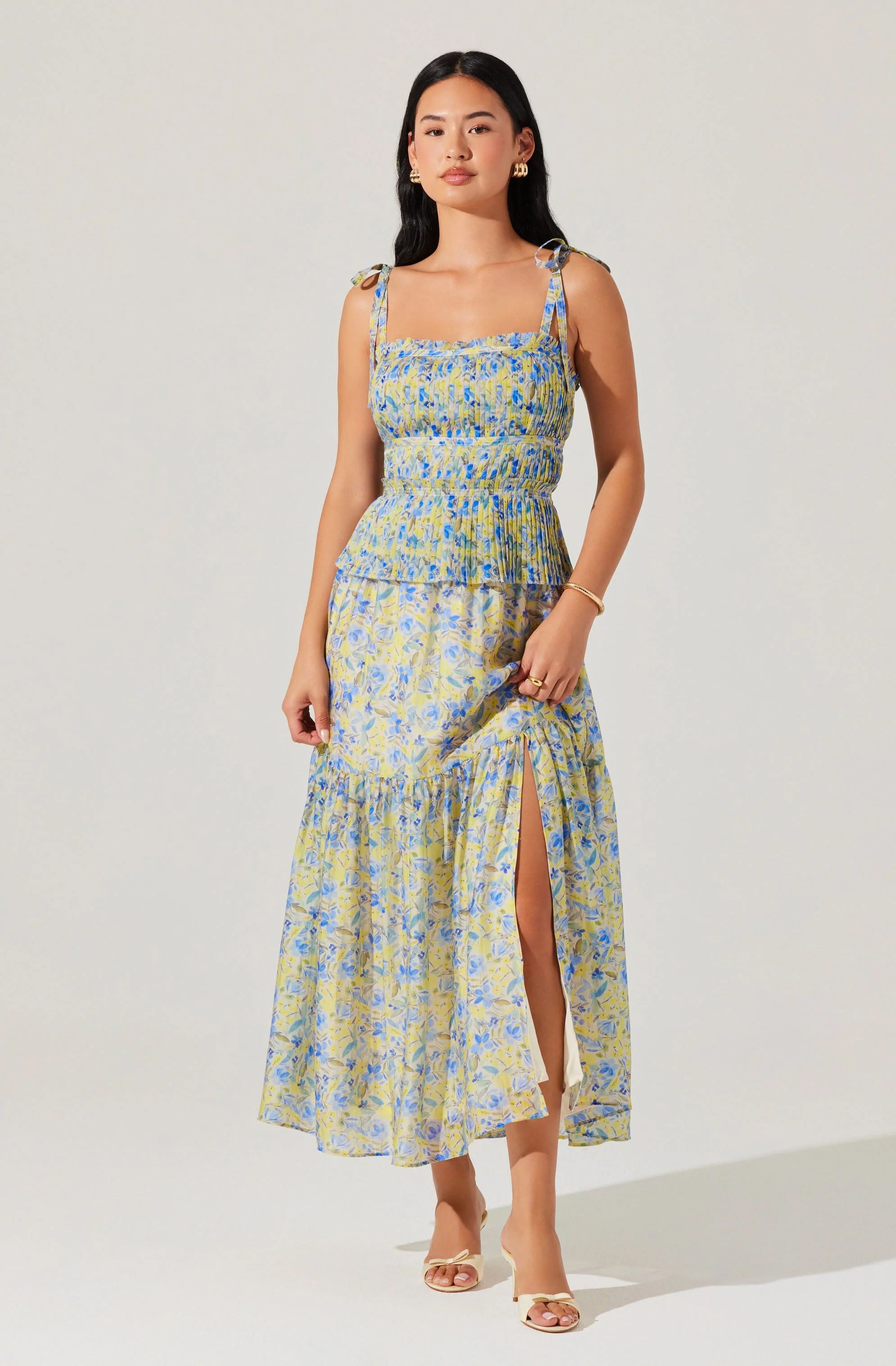 Ethelind Floral Pleated Maxi Dress