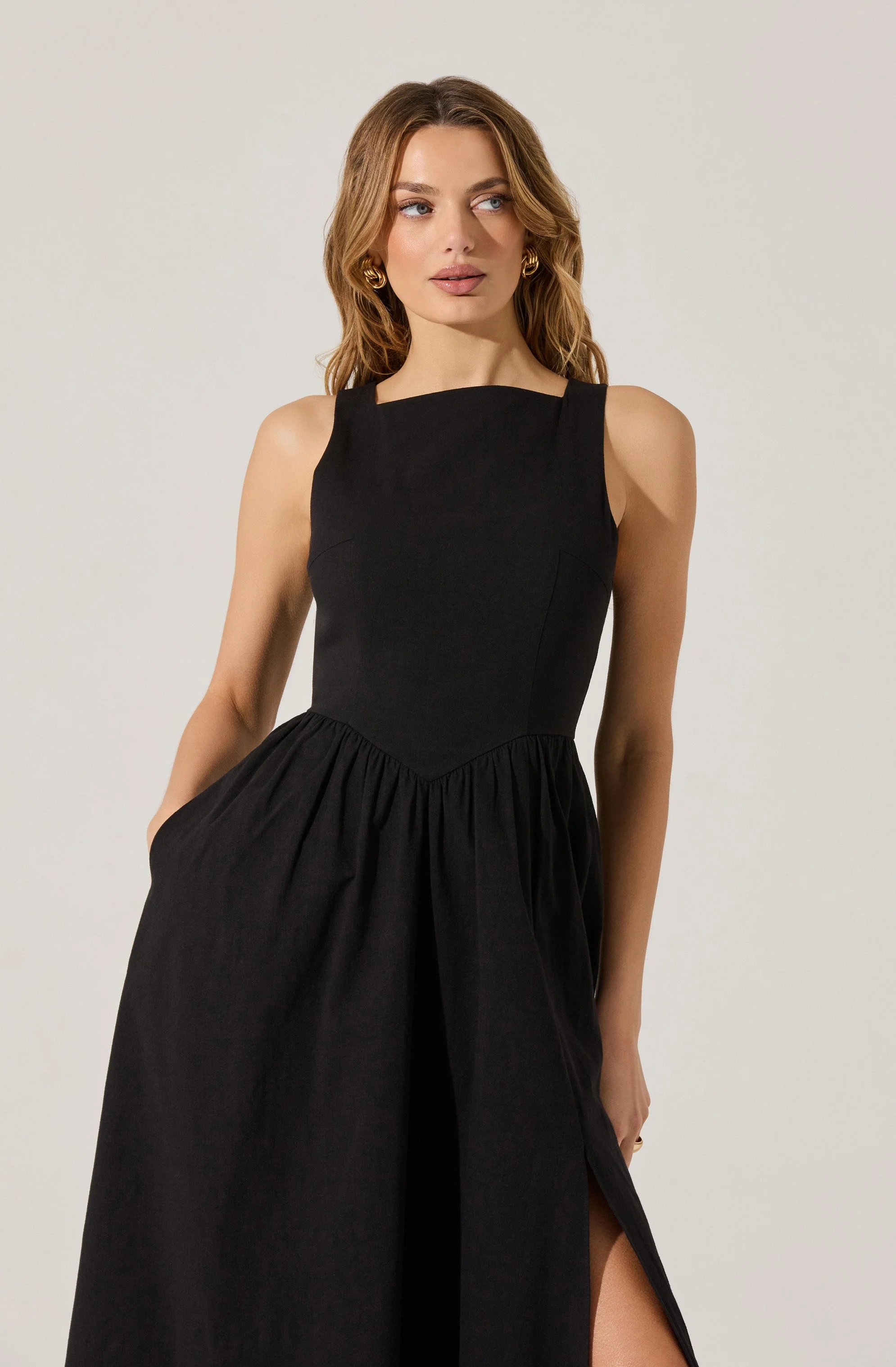 Bow Back Apron Midi Dress