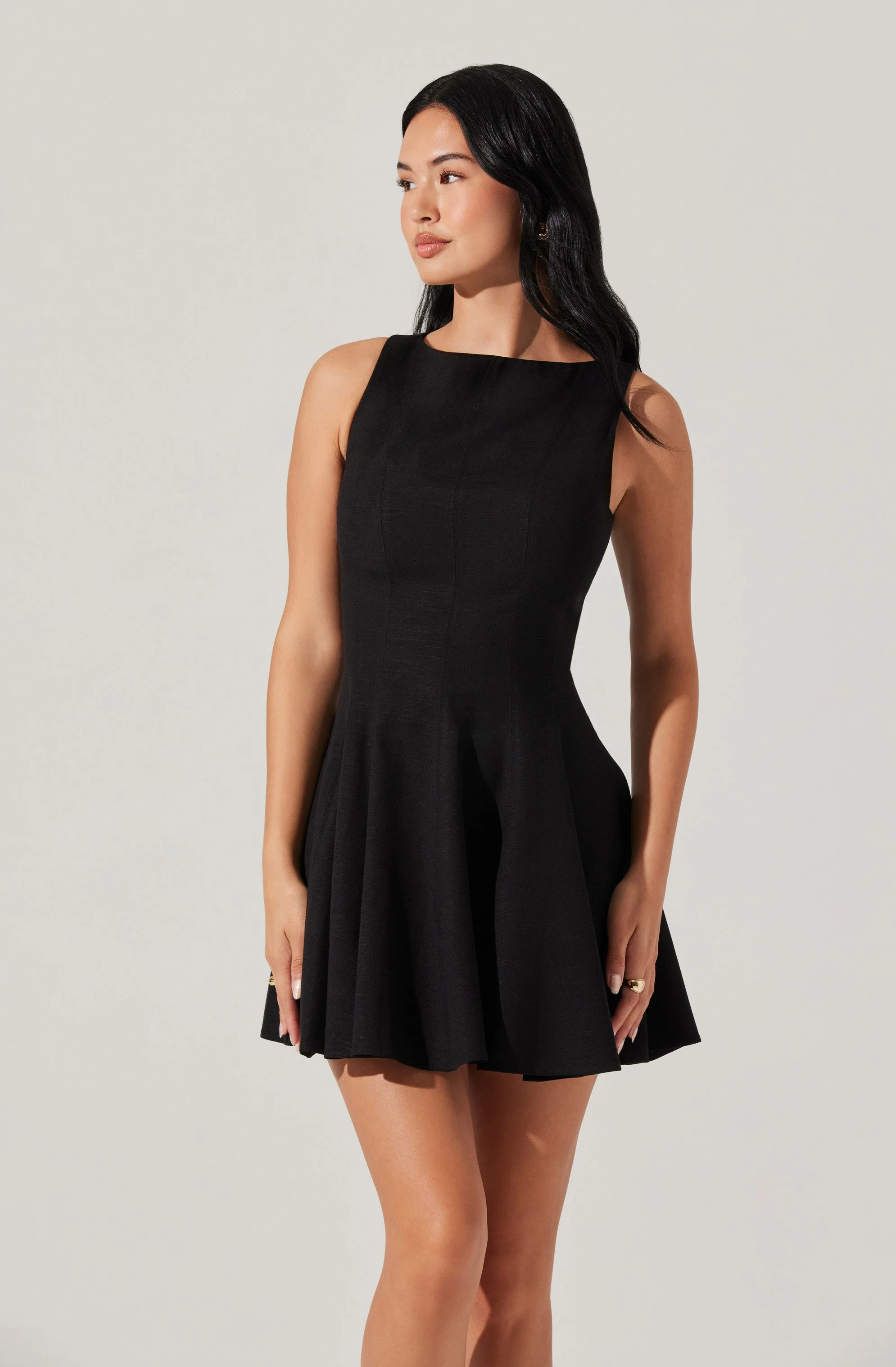 Xaria Linen-Blend Mini Dress