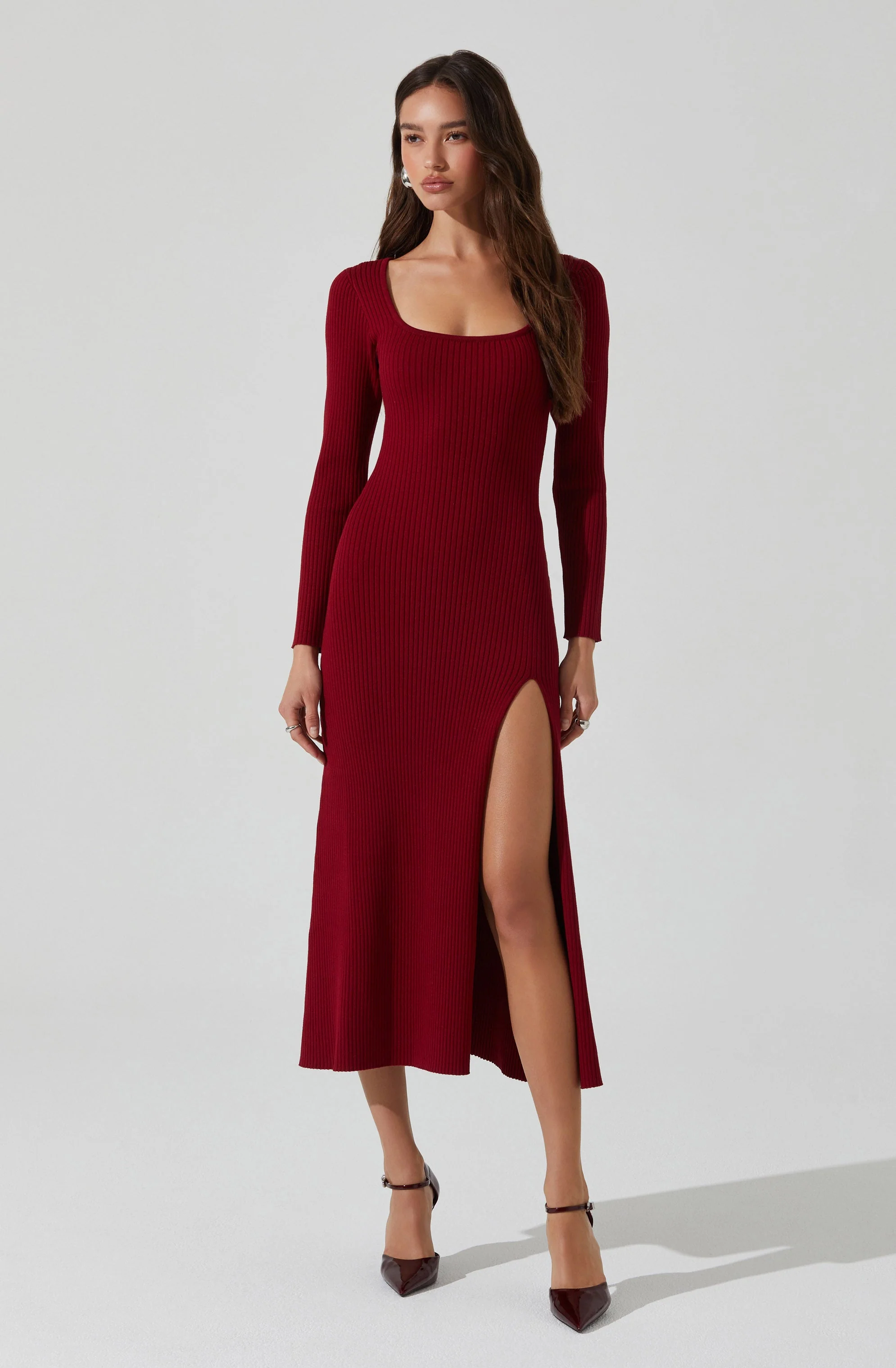 Kylie Ribbed Midi Sweater Dress