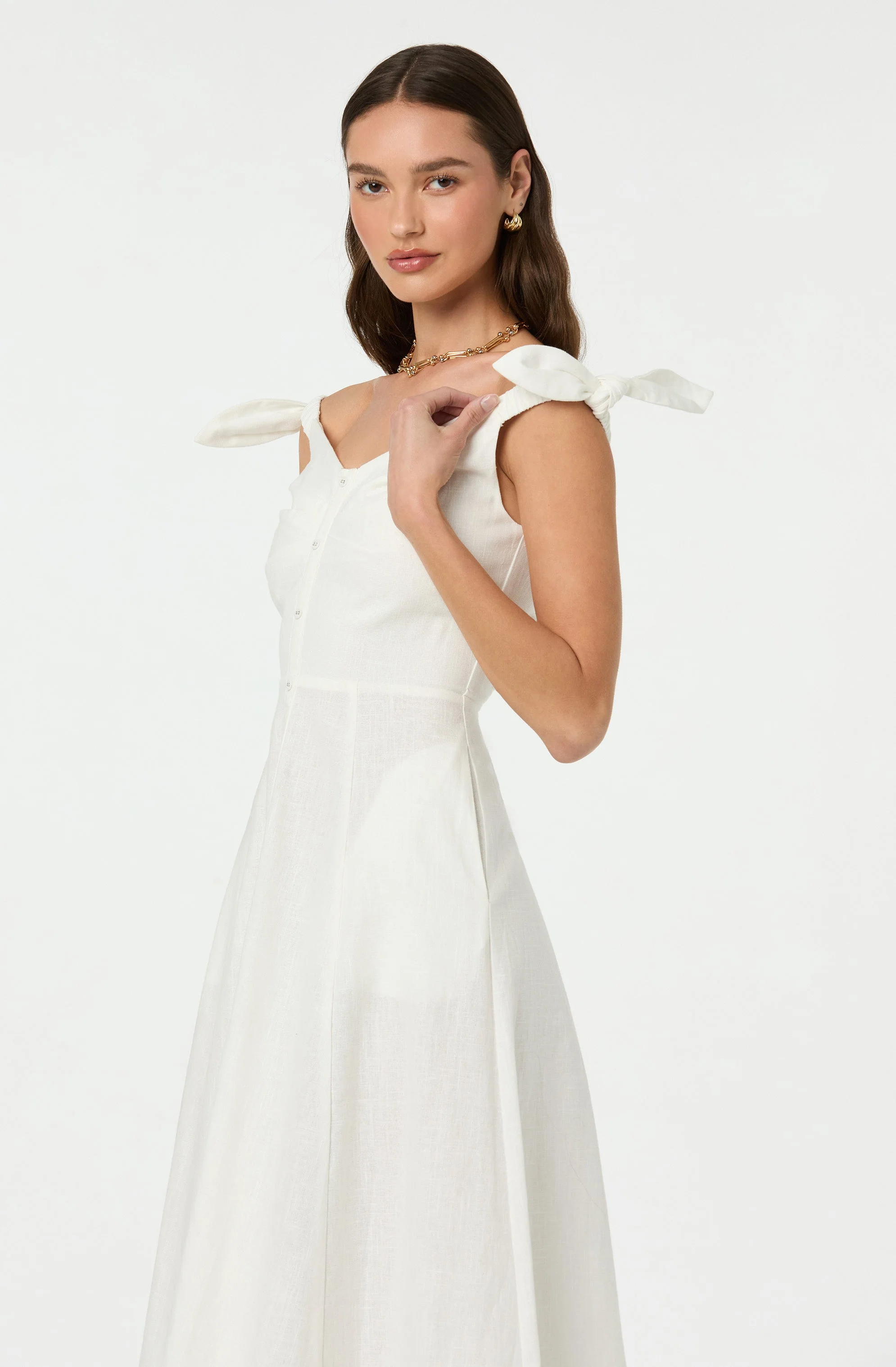 Charelin Linen Off Shoulder Dress