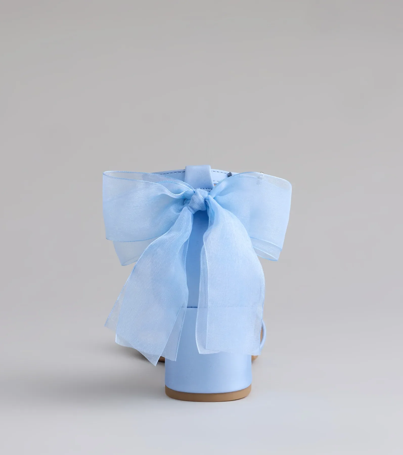 So Pretty Chiffon Bow Satin Block Heels