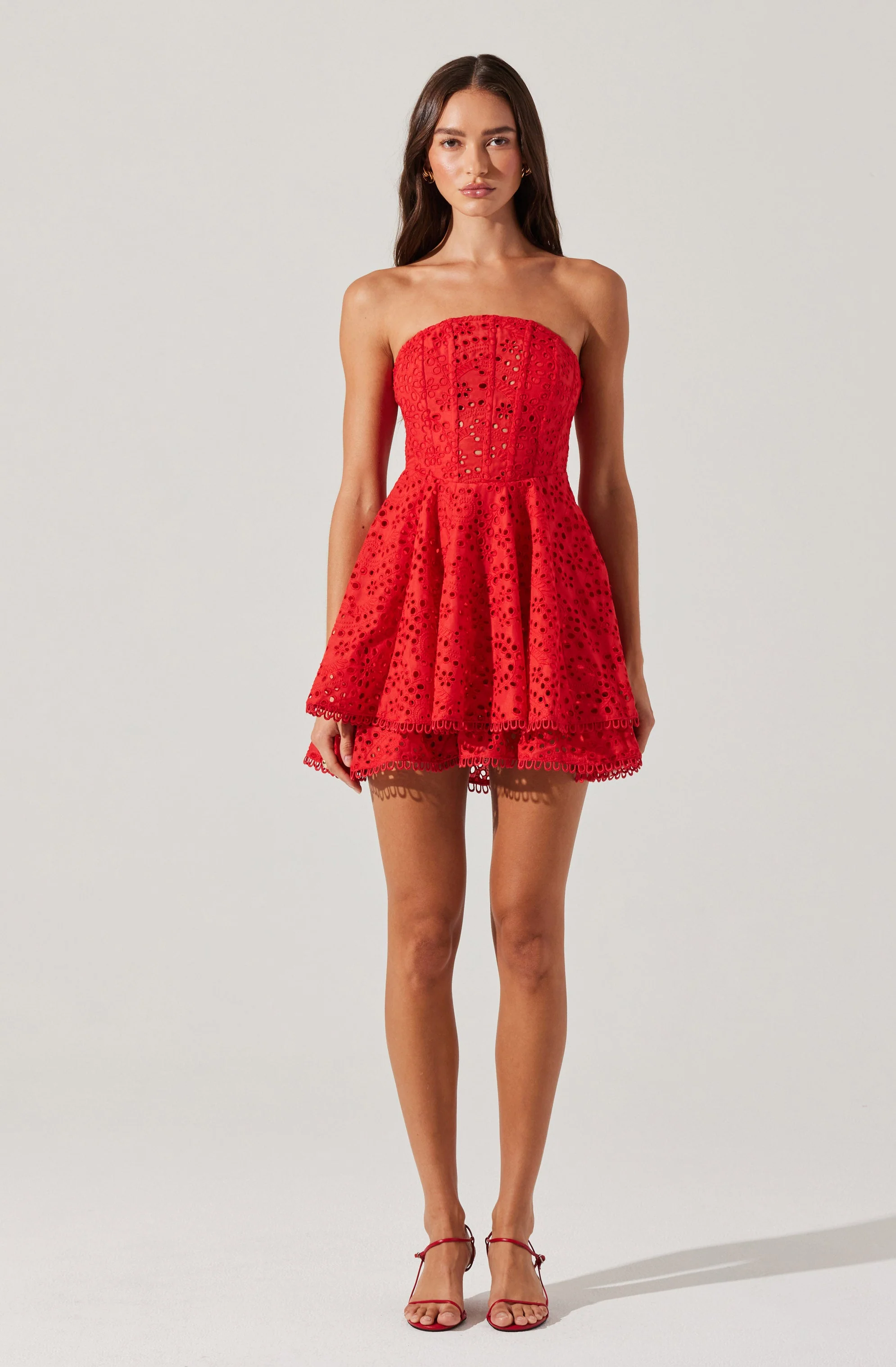 Deasia Strapless Eyelet Mini Dress