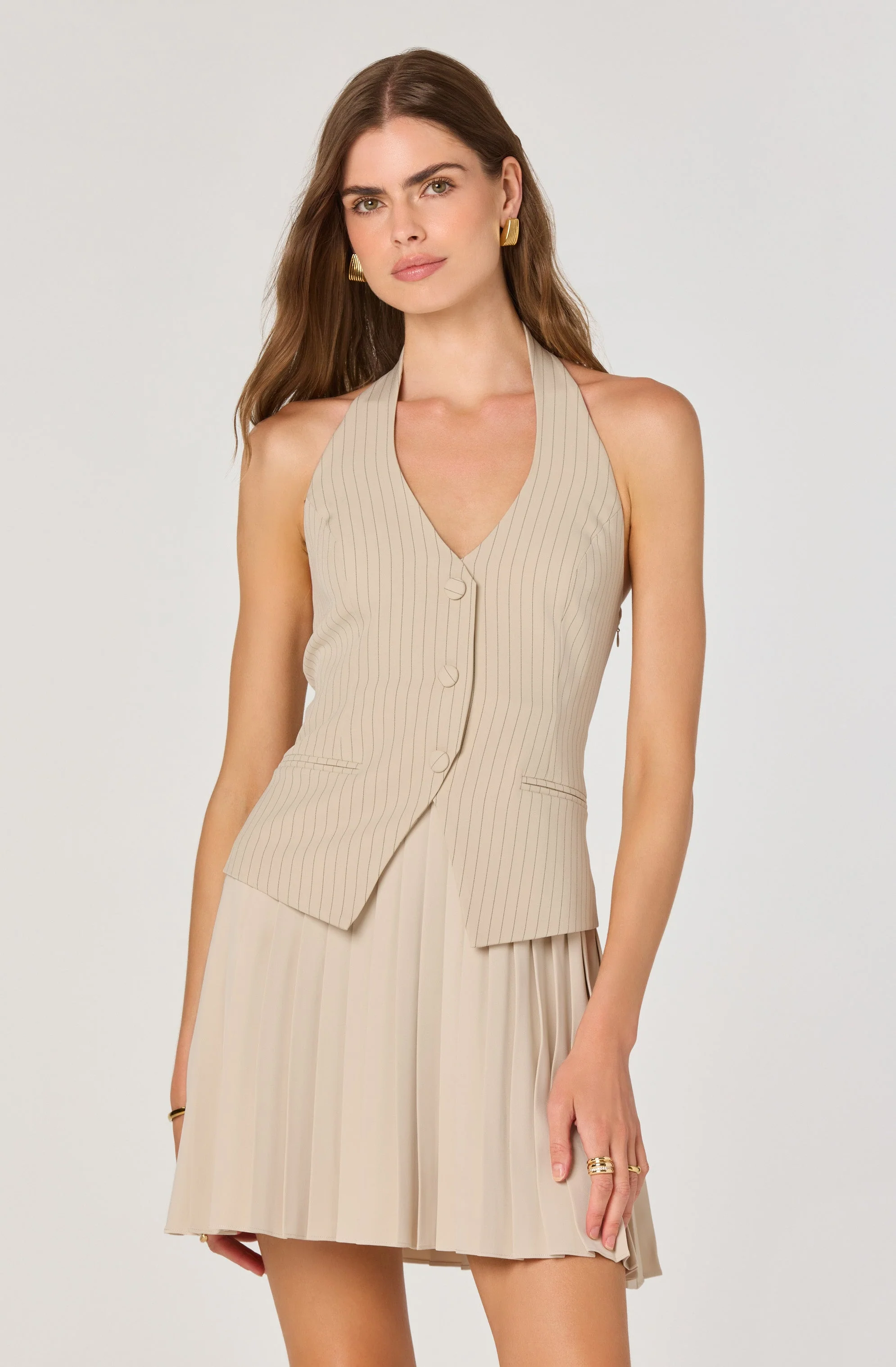 Halter Vest Pleated Mini Dress
