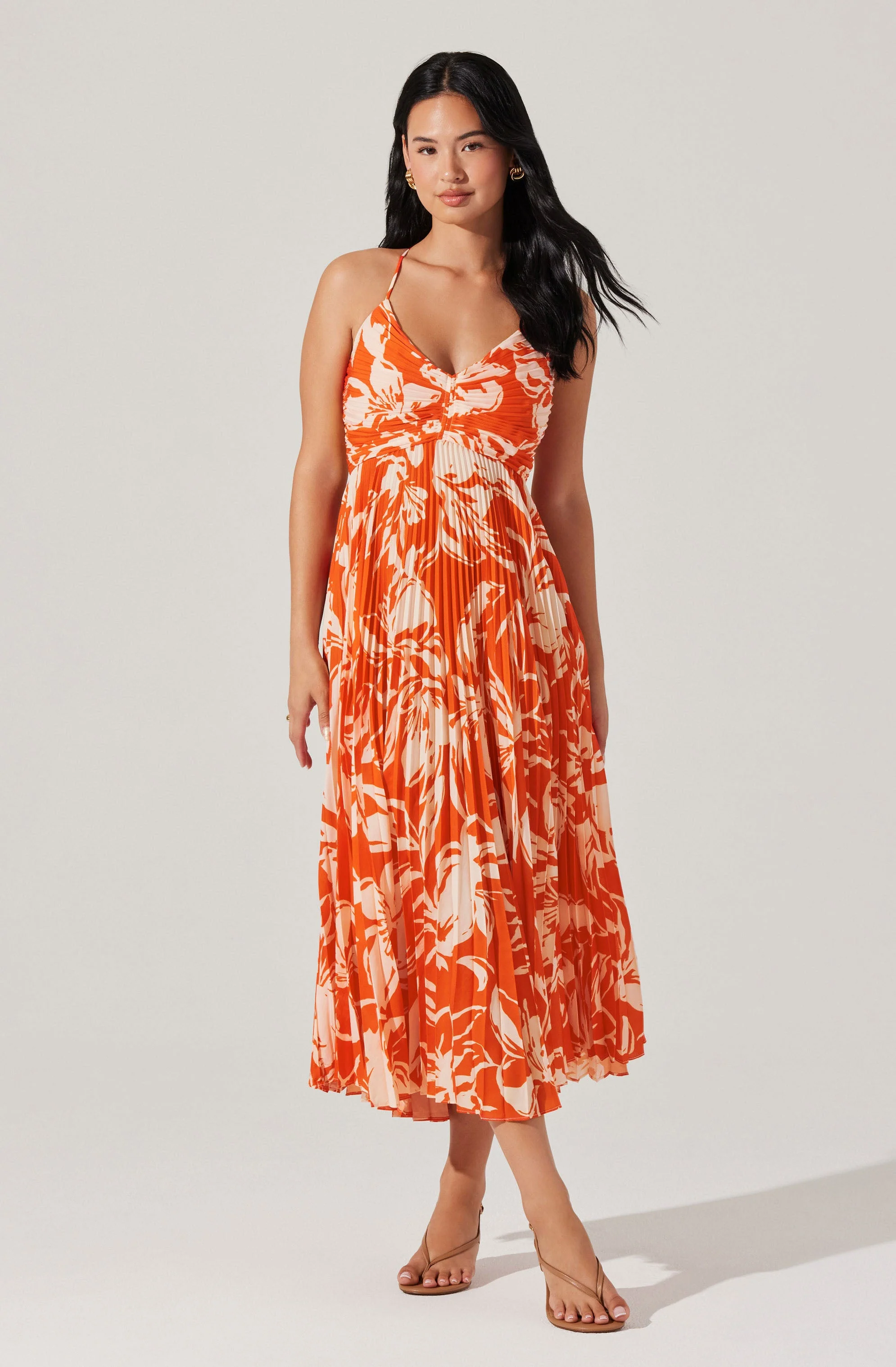 Blythe Floral Plisse Midi Dress