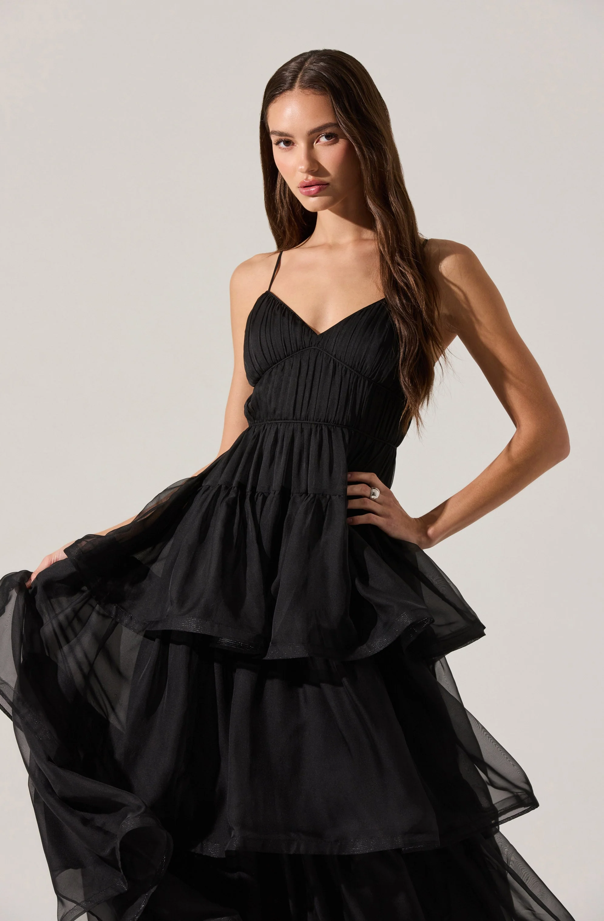 Theiria Pleated Tiered Midi Dress