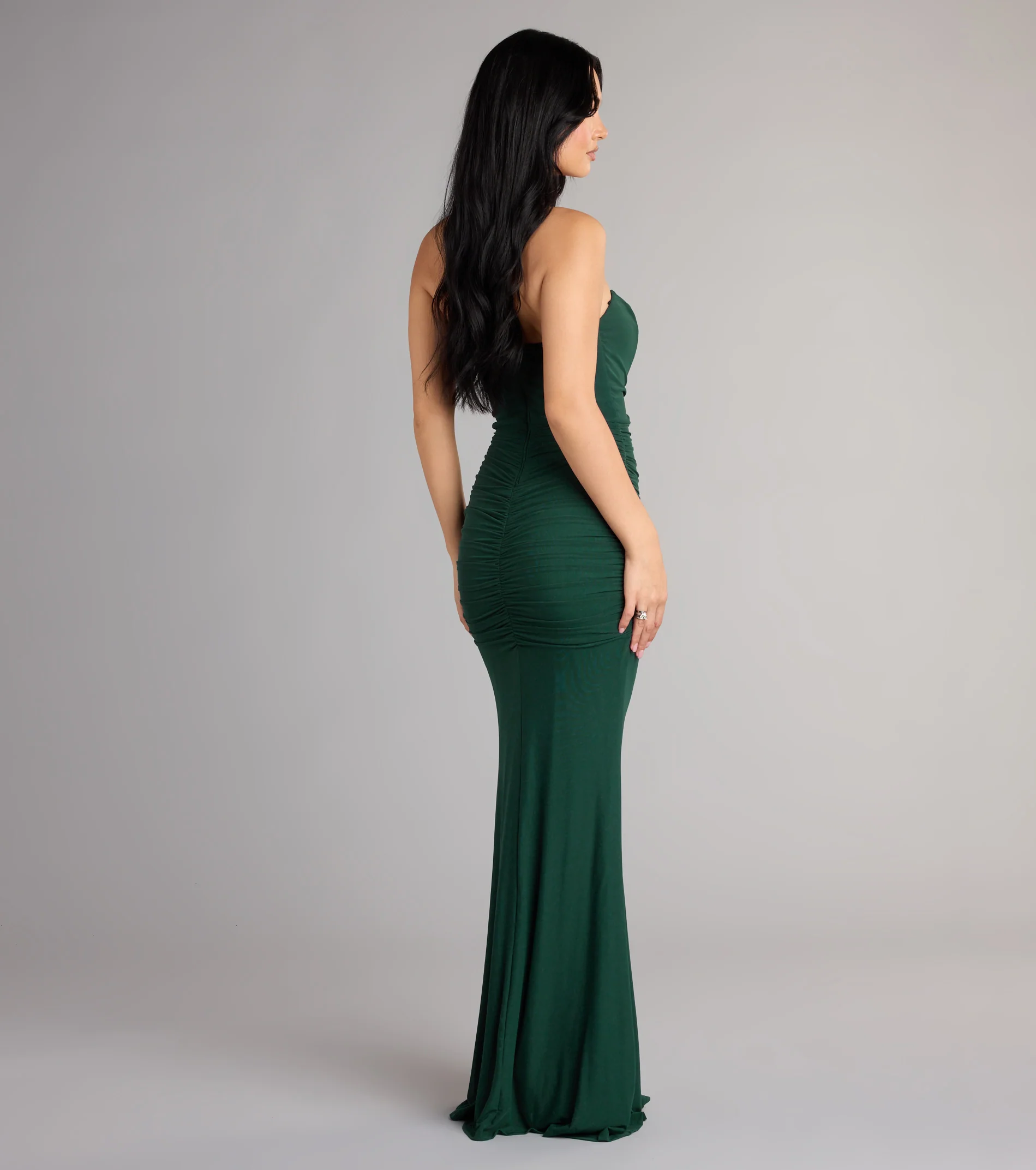 Selene Mesh Strapless Slit Mermaid Formal Dress