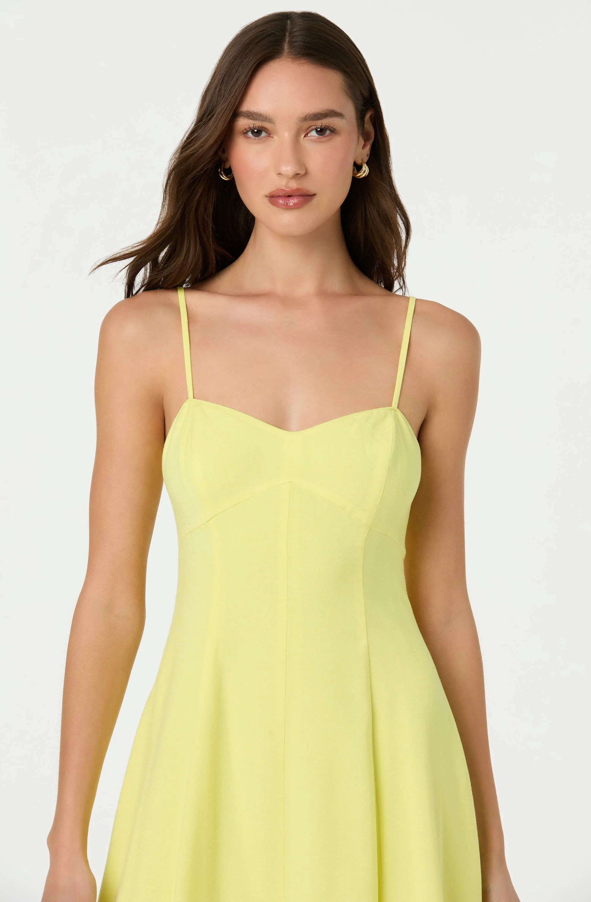 Linen-Blend A-Line Midi Dress