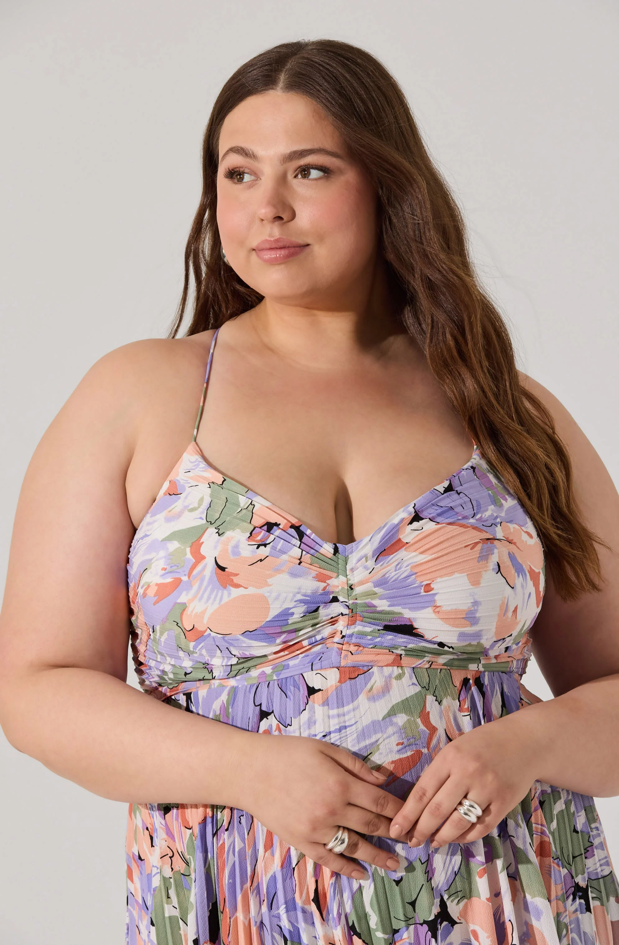 Blythe Floral Plisse Midi Dress