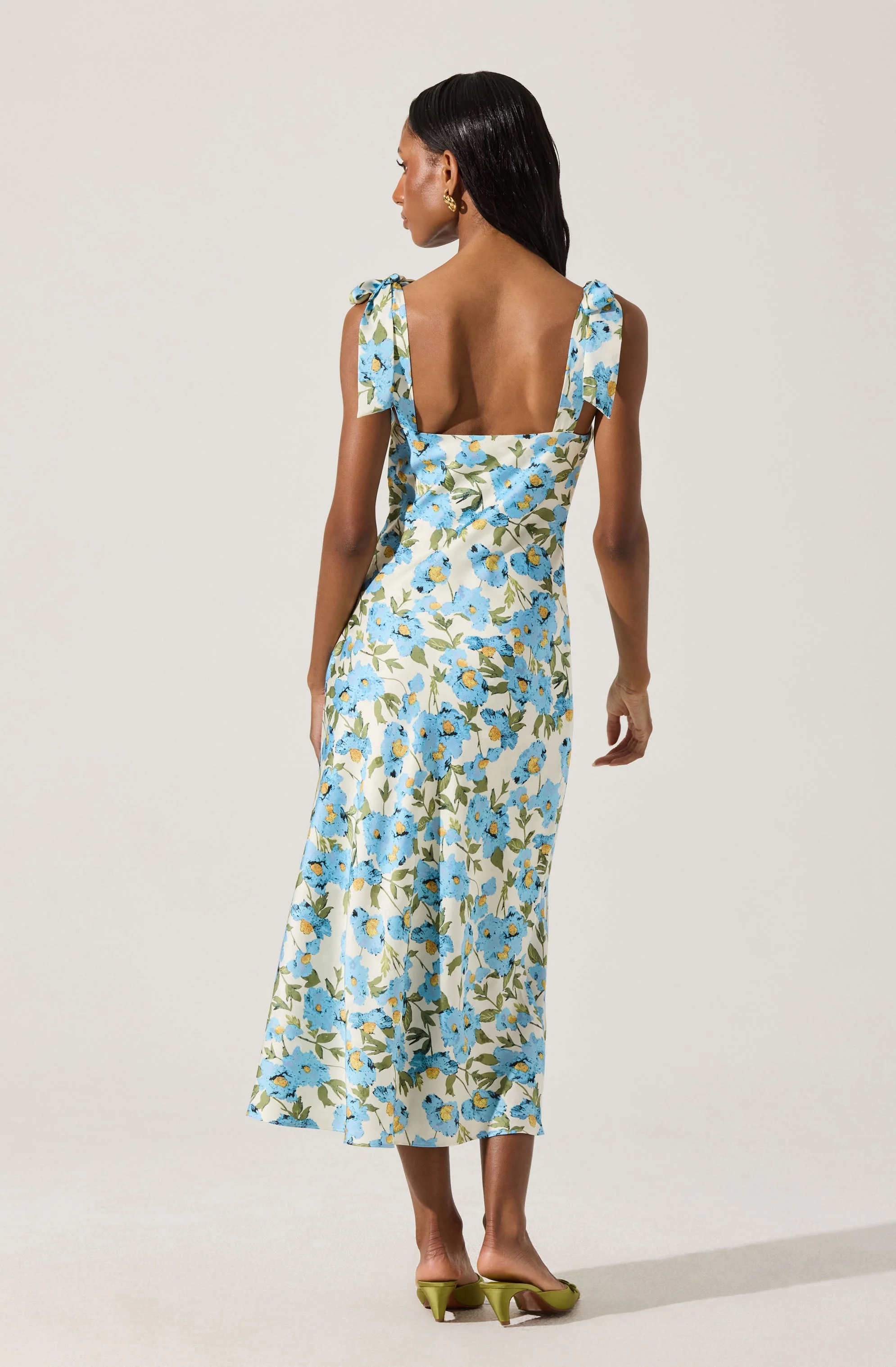 Sweetheart Bow Strap Midi Dress