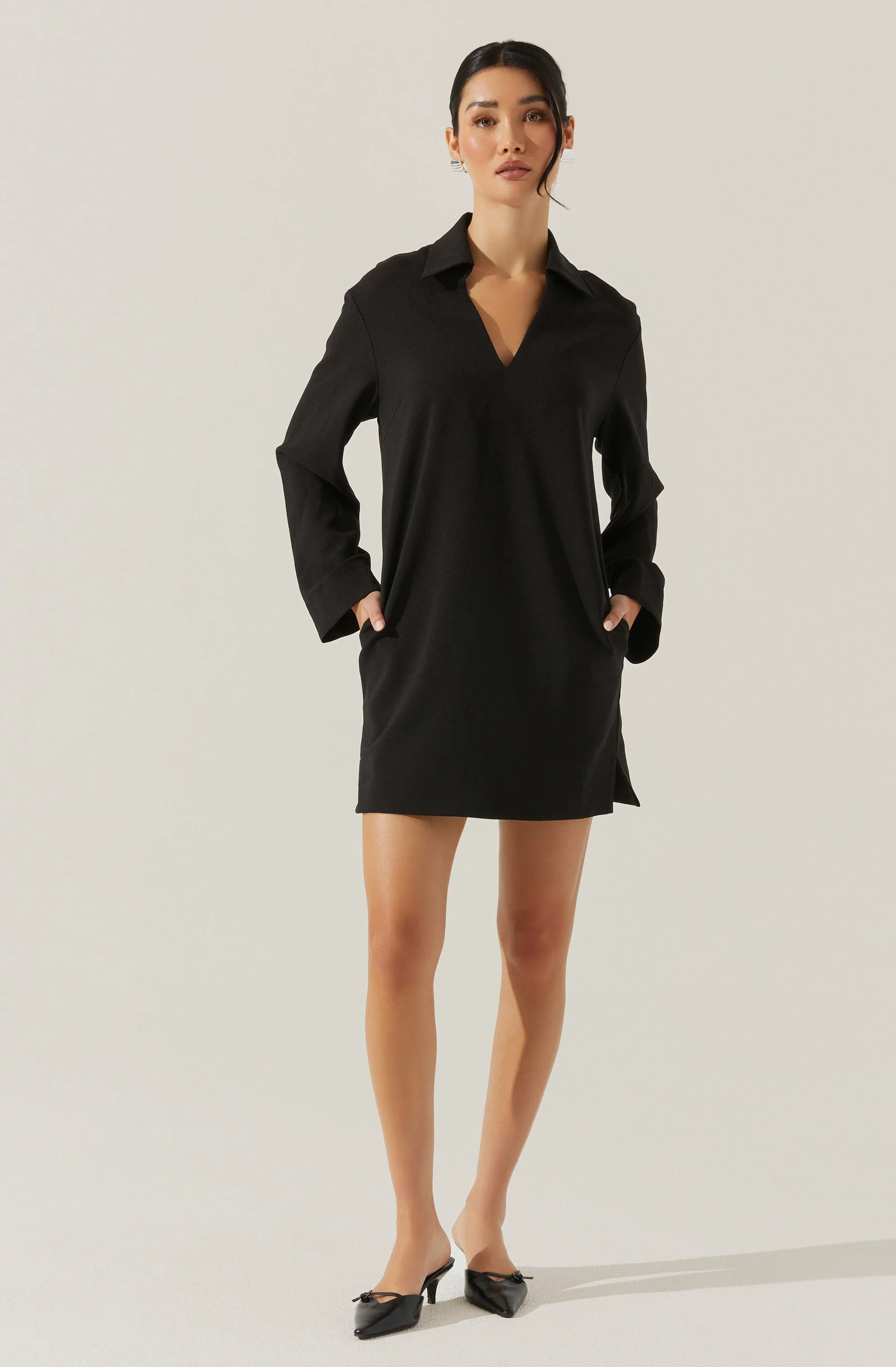 V-Neck Woven Mini Dress