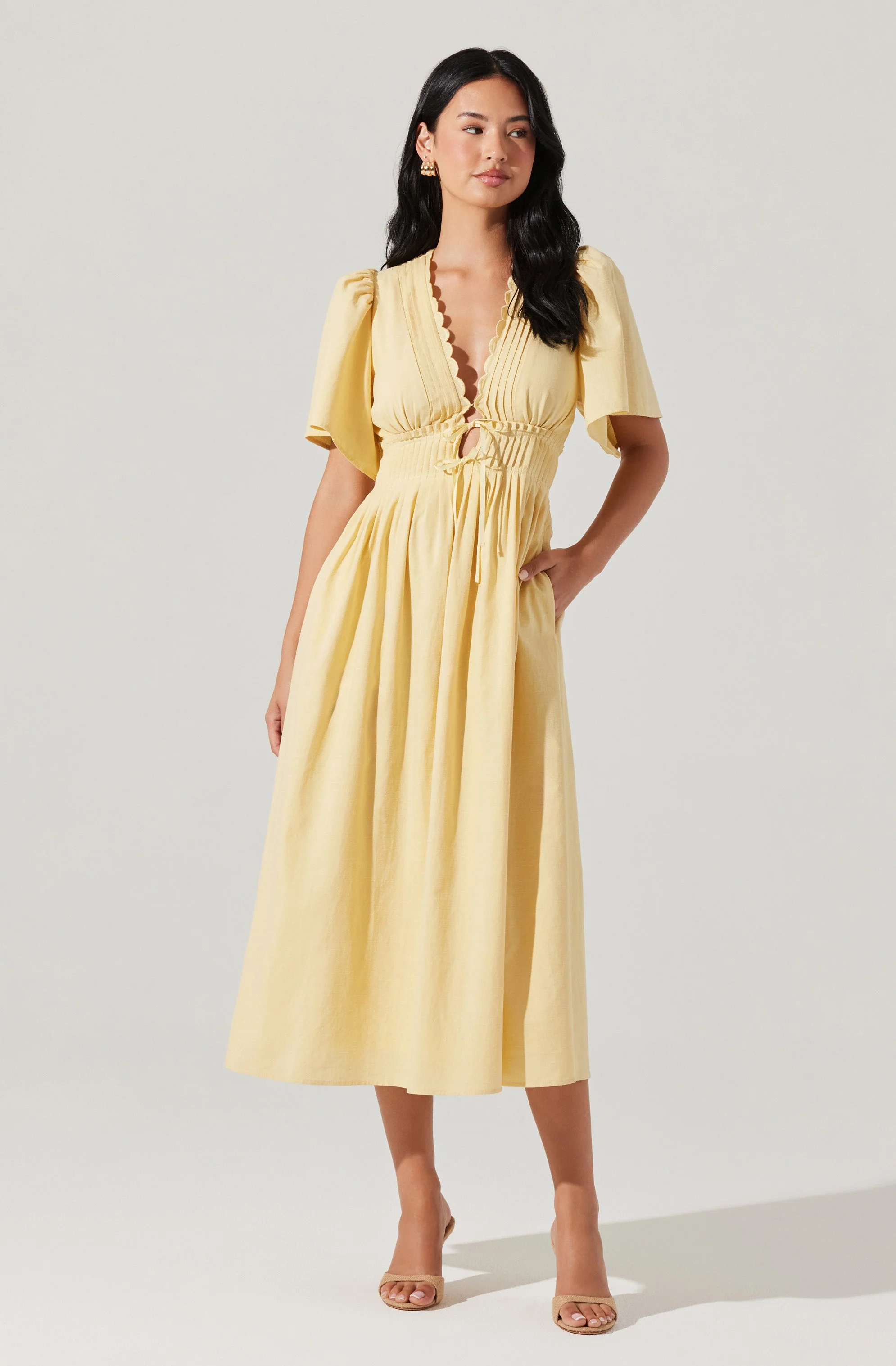 Hadleigh Scallop Trim Midi Dress