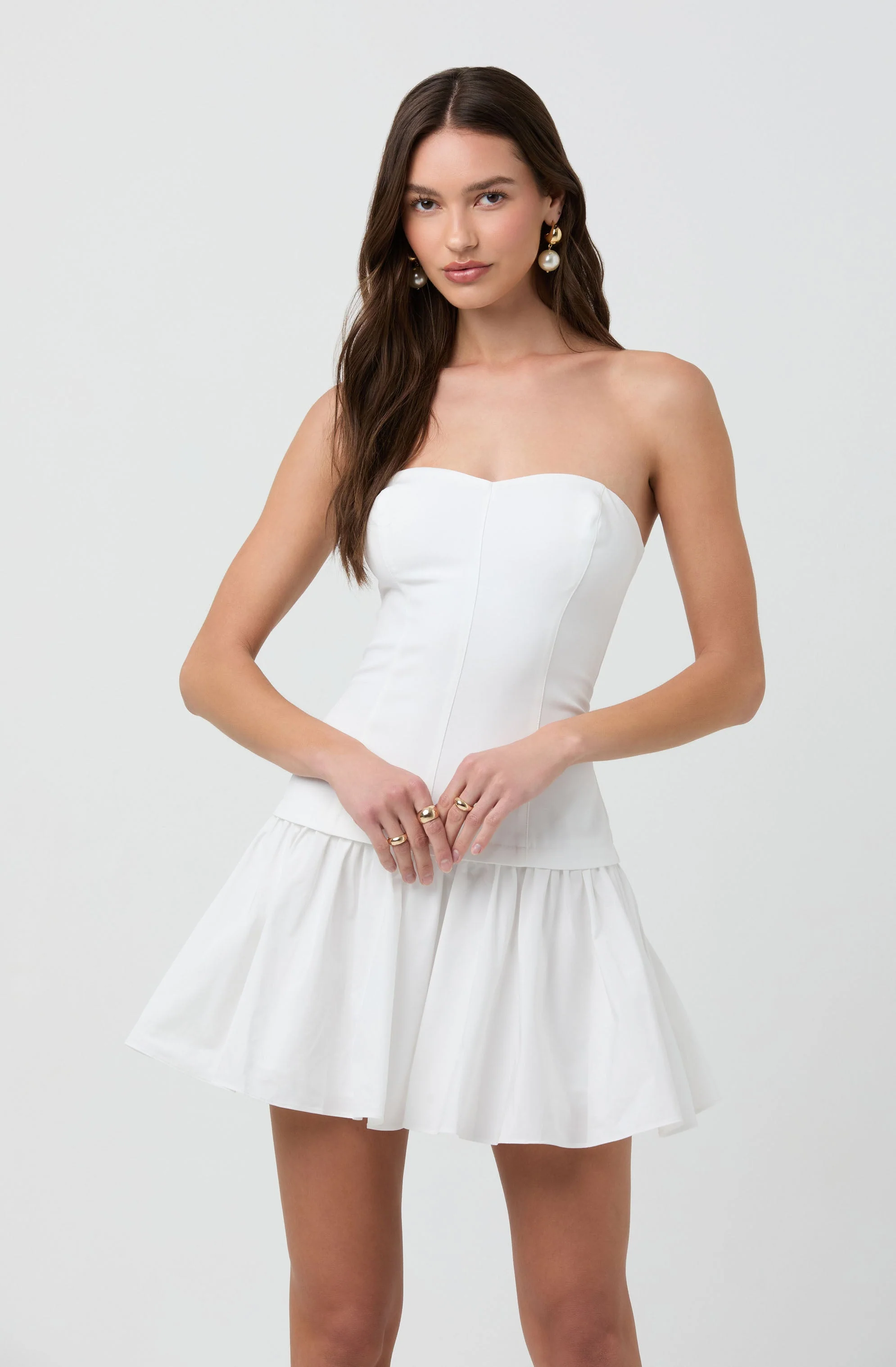 Strapless Drop Waist Mini Dress