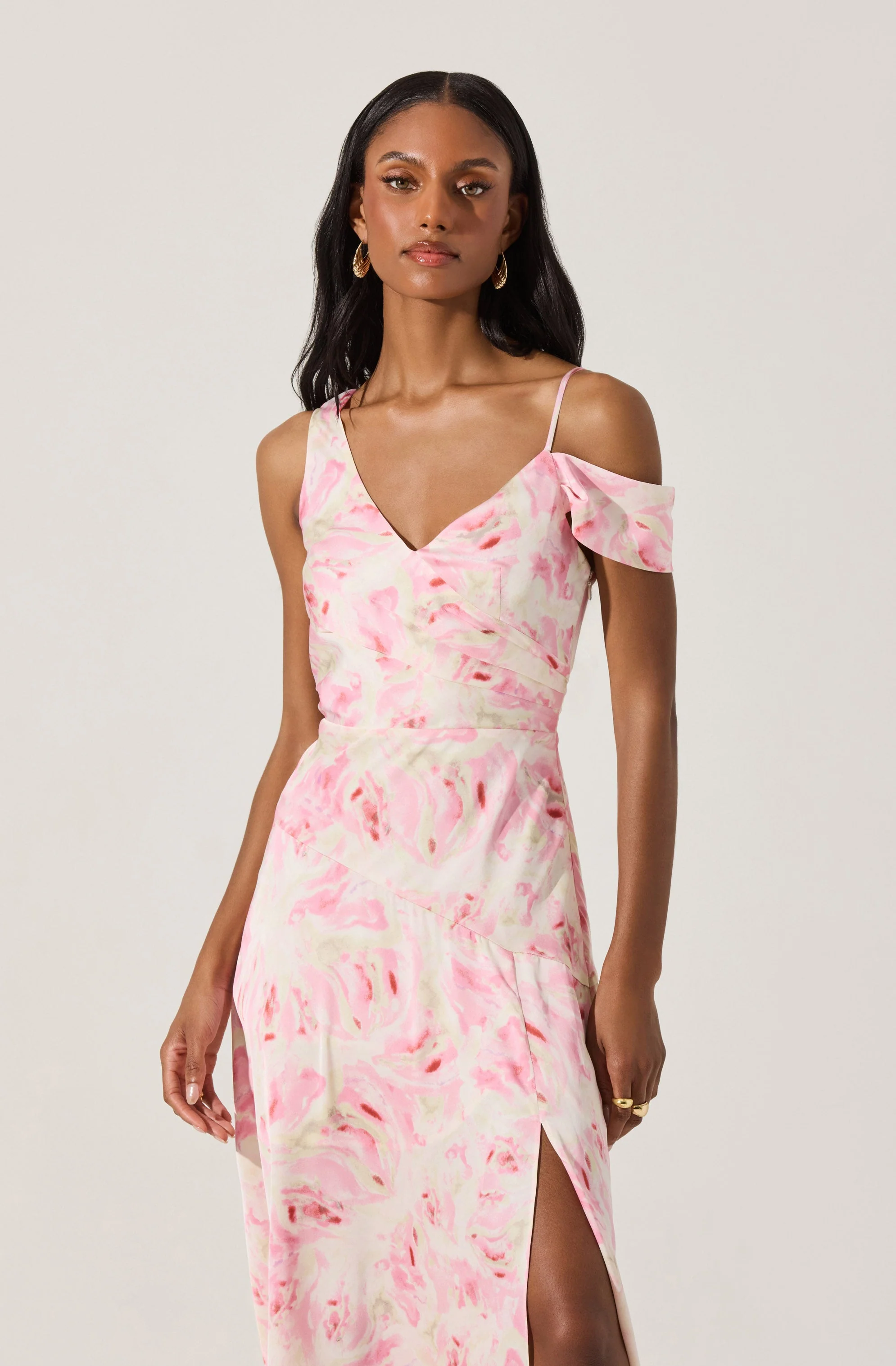 Asymmetric Shoulder Strap Midi Dress