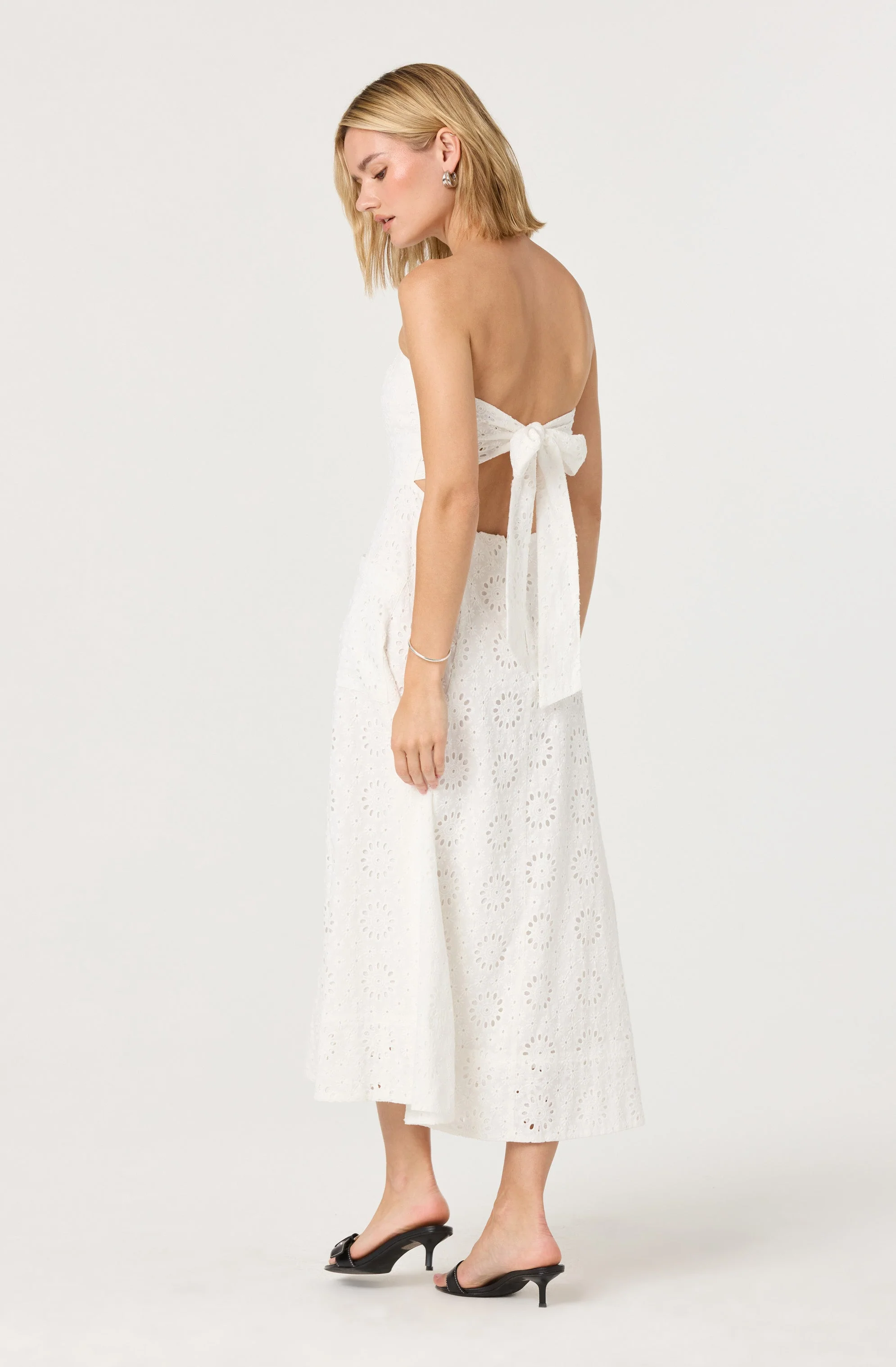 Eyelet Strapless Midi Dress